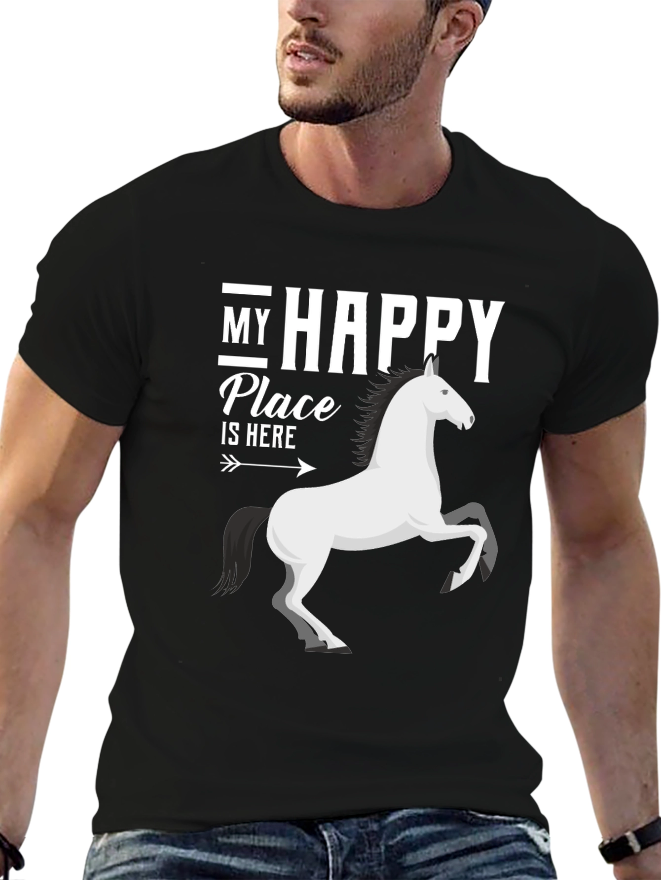 Black Happy Place Horse T-Shirt view 6