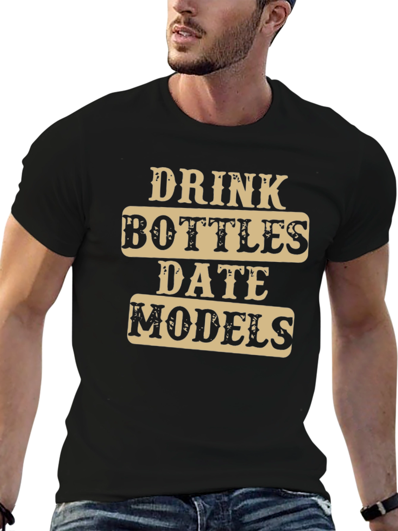Black Drink Bottles Date Models T-Shirt view 6