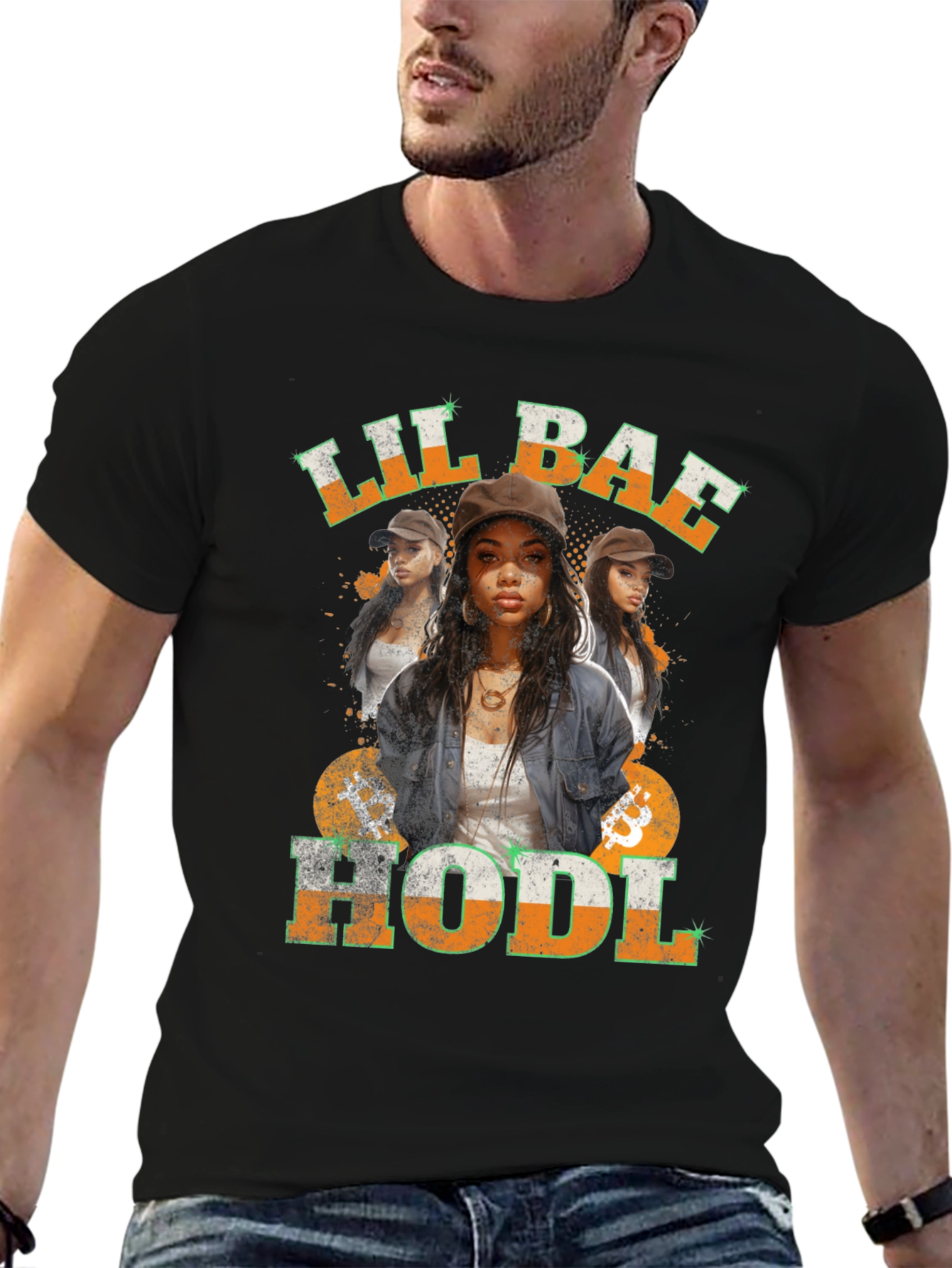 Black Lil Bae Hodl Unisex T-Shirt view 6