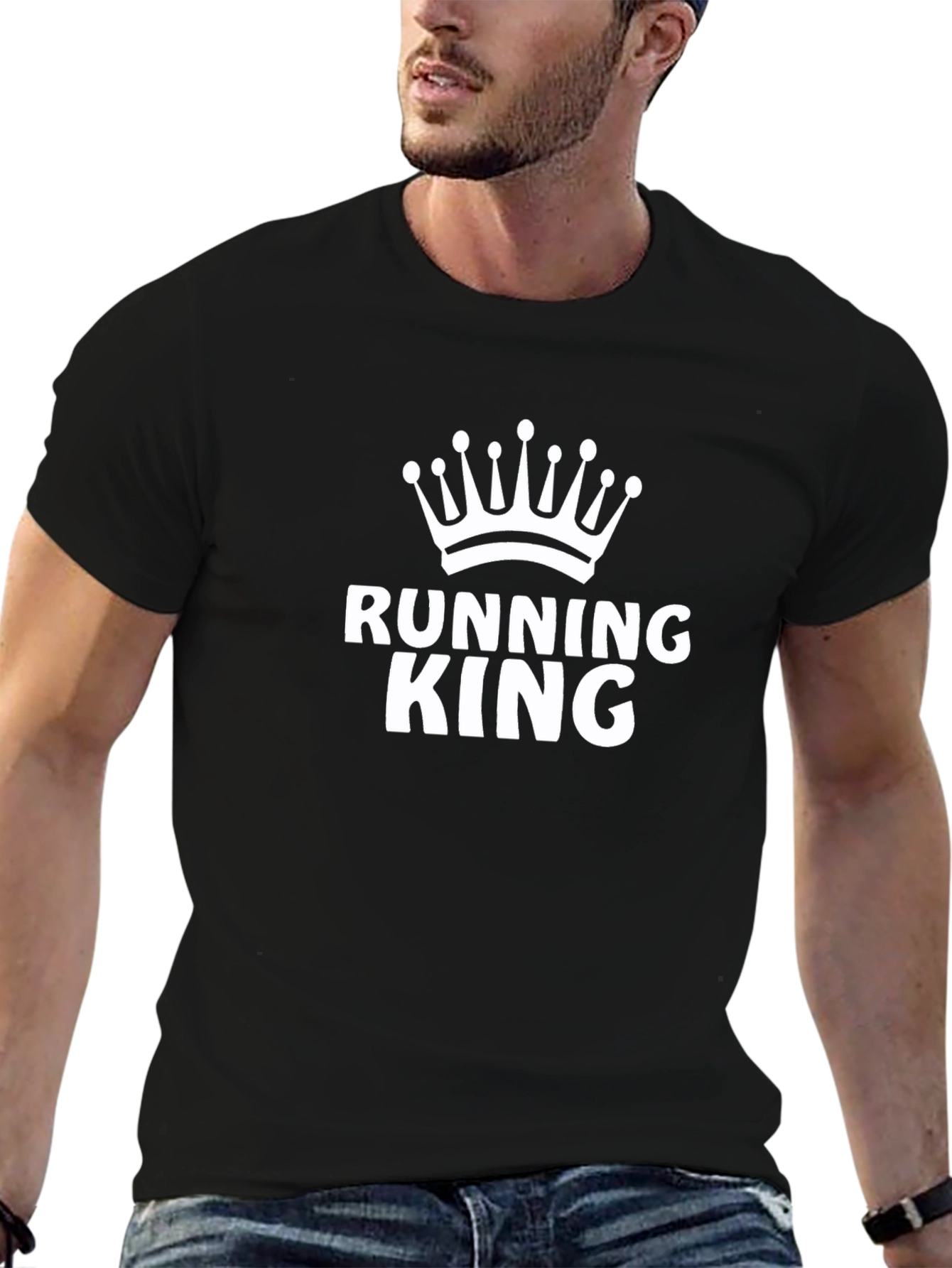 Black Running King Graphic Tee - Black Cotton T-Shirt view 6