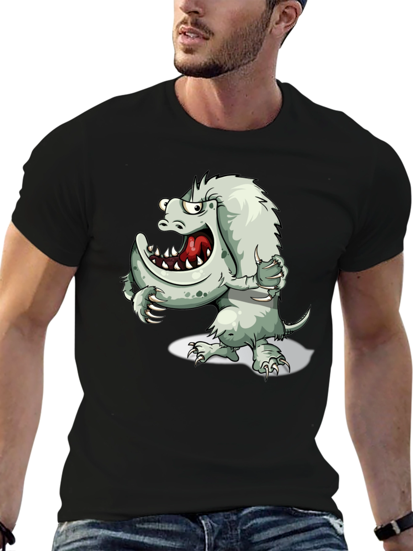 Black Monster Graphic Print Black T-Shirt view 6