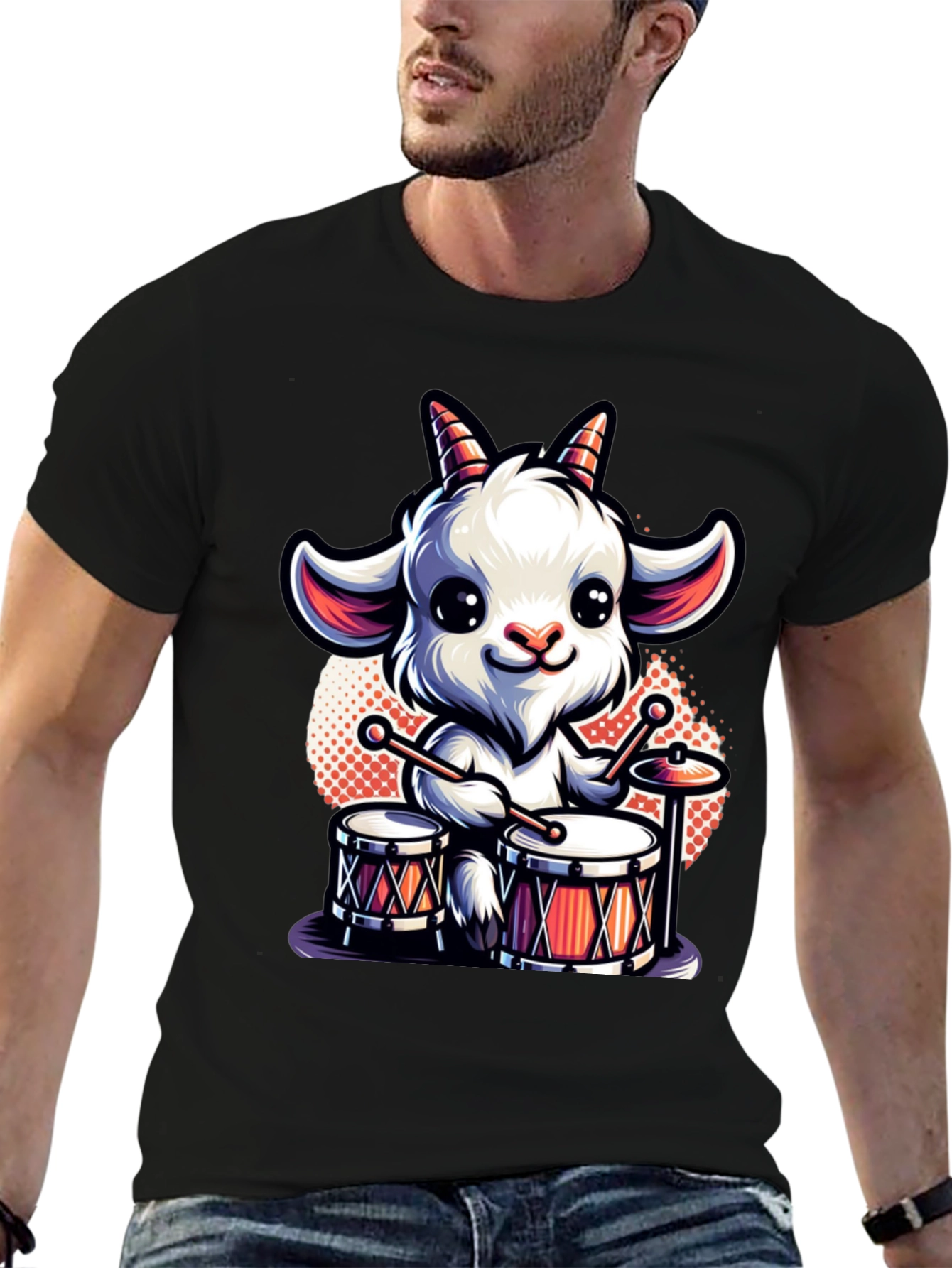 Black Goat Drummer Graphic Tee - Black view 6