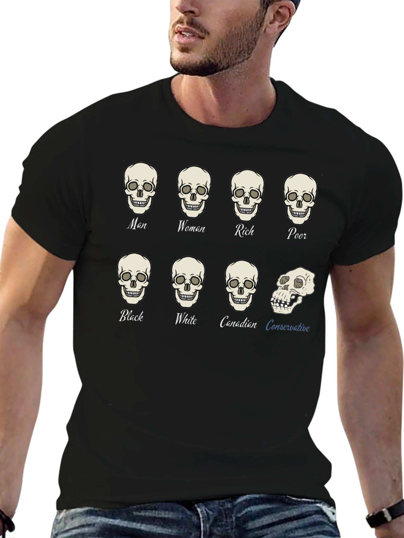 Black Equality T-Shirt: All Skulls Look the Same view 6