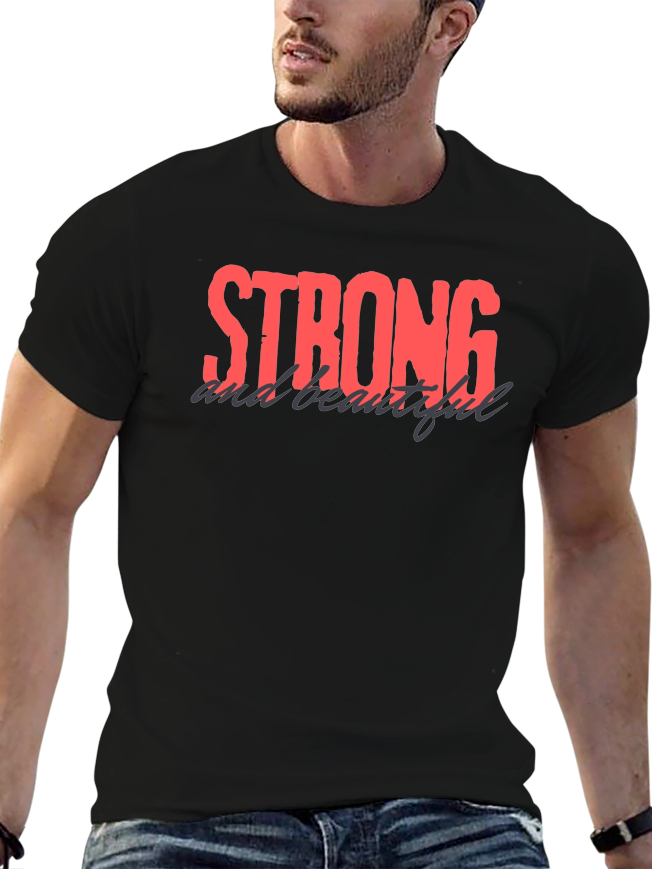 Black Strong and Beautiful Black Graphic Tee view 6