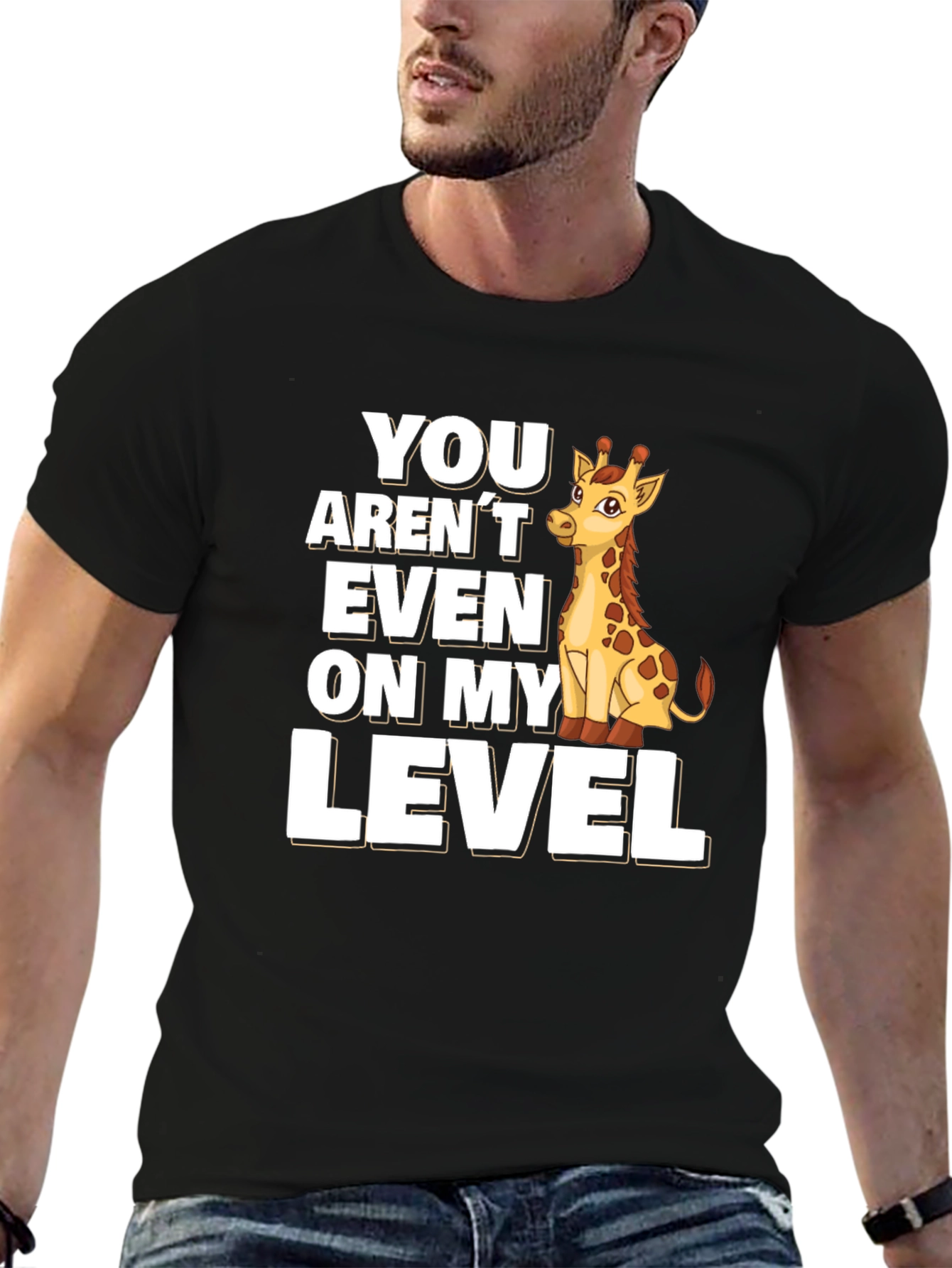 Black Giraffe Level T-Shirt - Funny Animal Tee view 6
