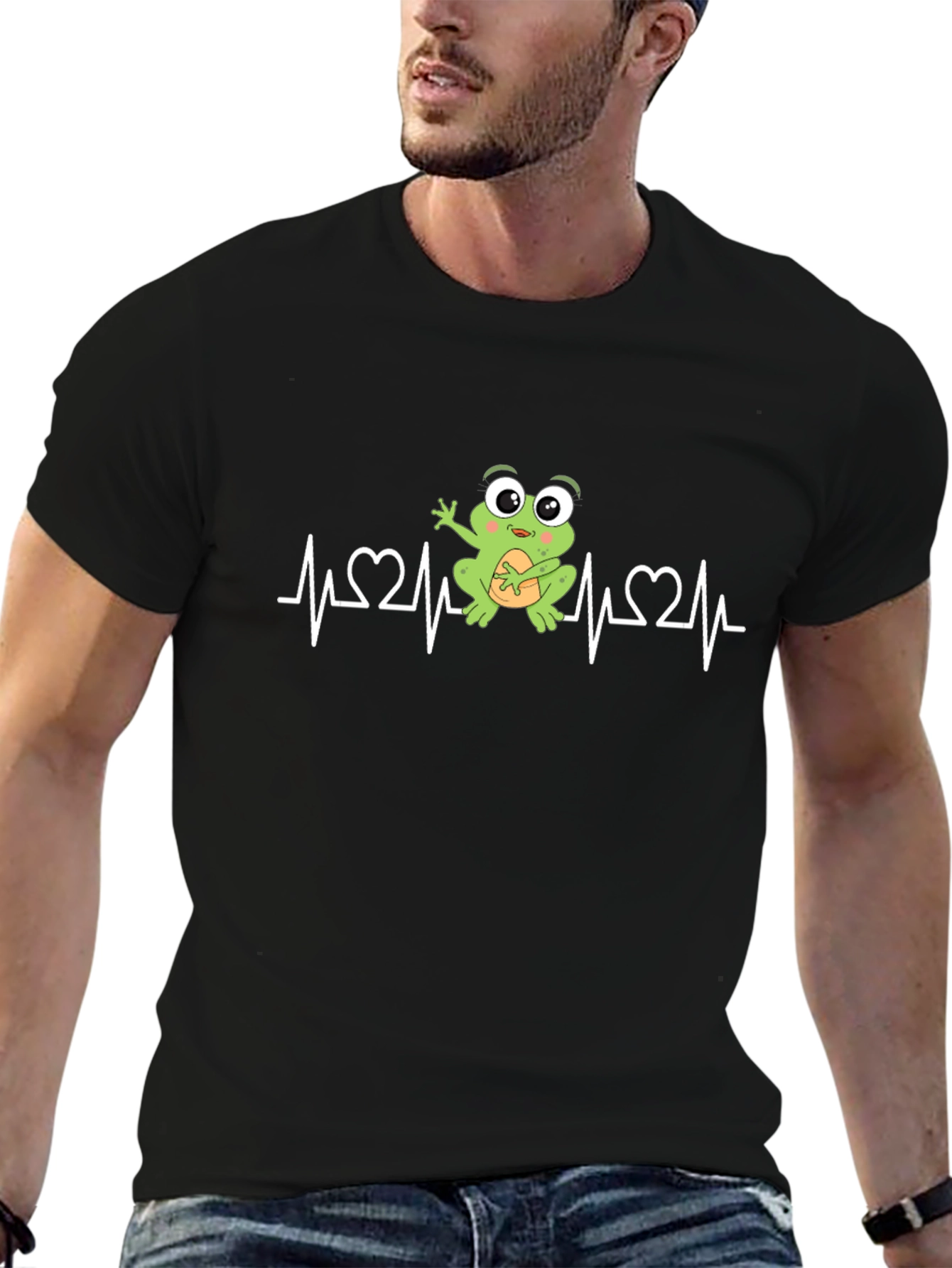 Black Frog Heartbeat T-Shirt - Ribbiting Style! view 6