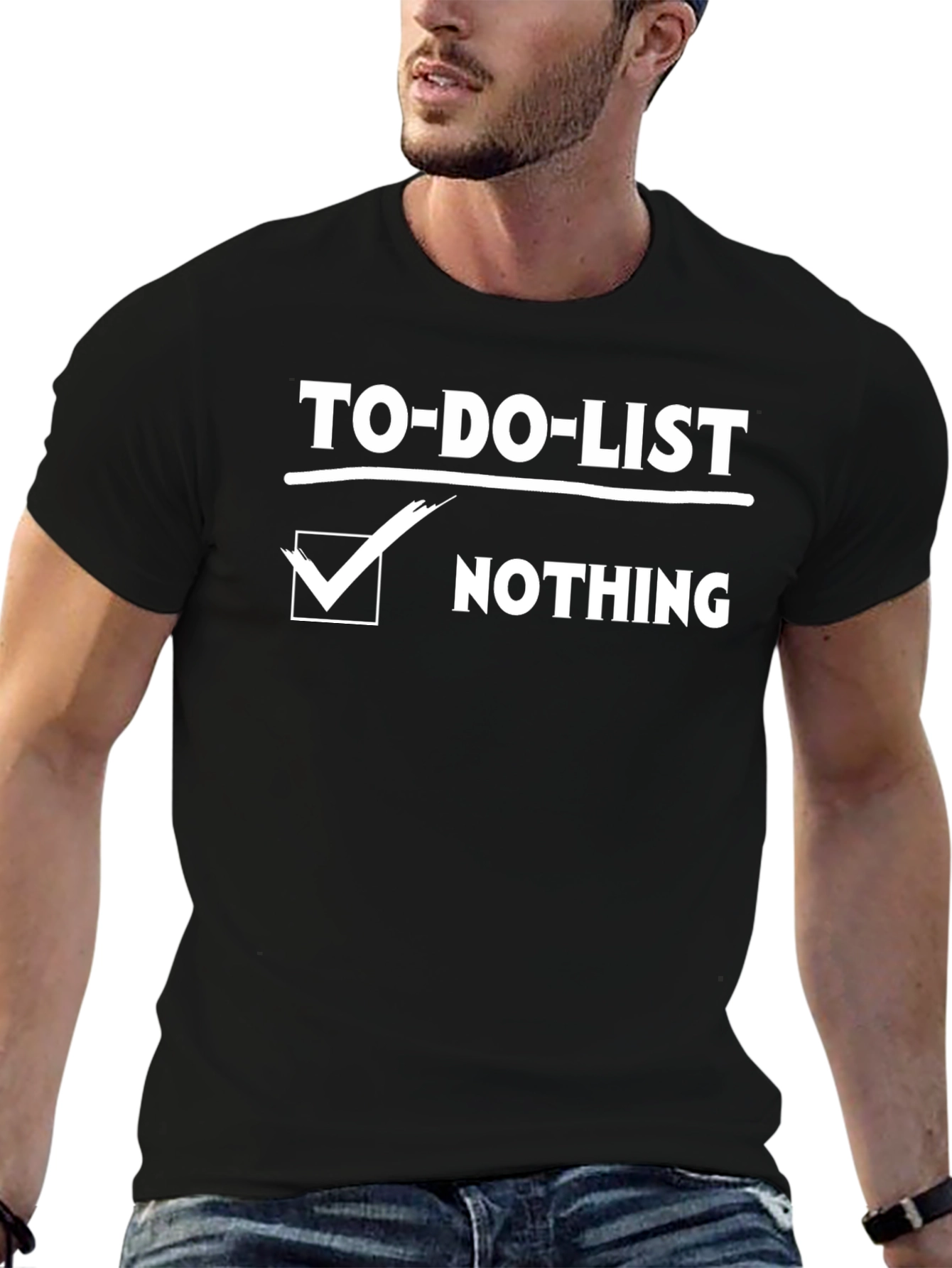 Black Funny To-Do List Nothing Checked Black T-Shirt view 6