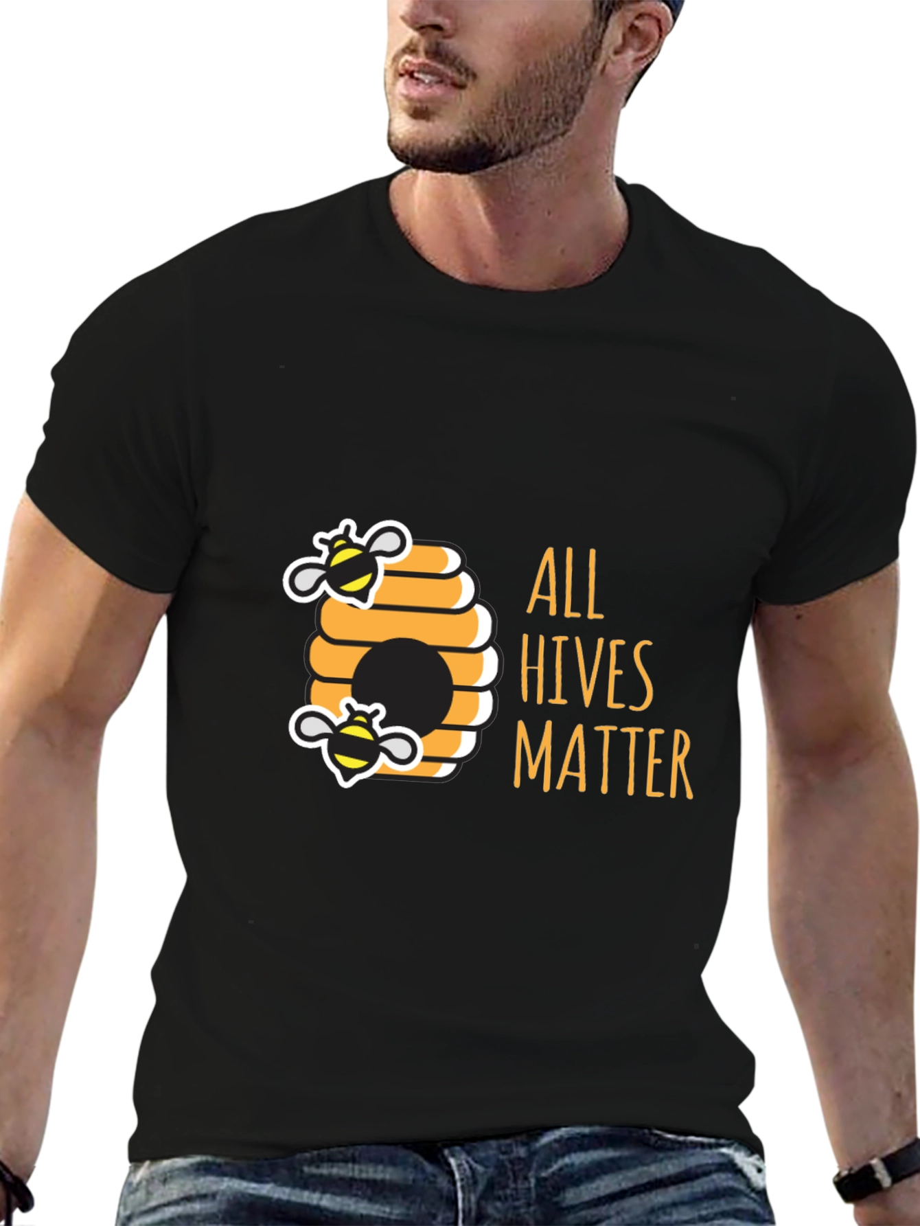 Black All Hives Matter Black T-Shirt - Bee Kind view 6