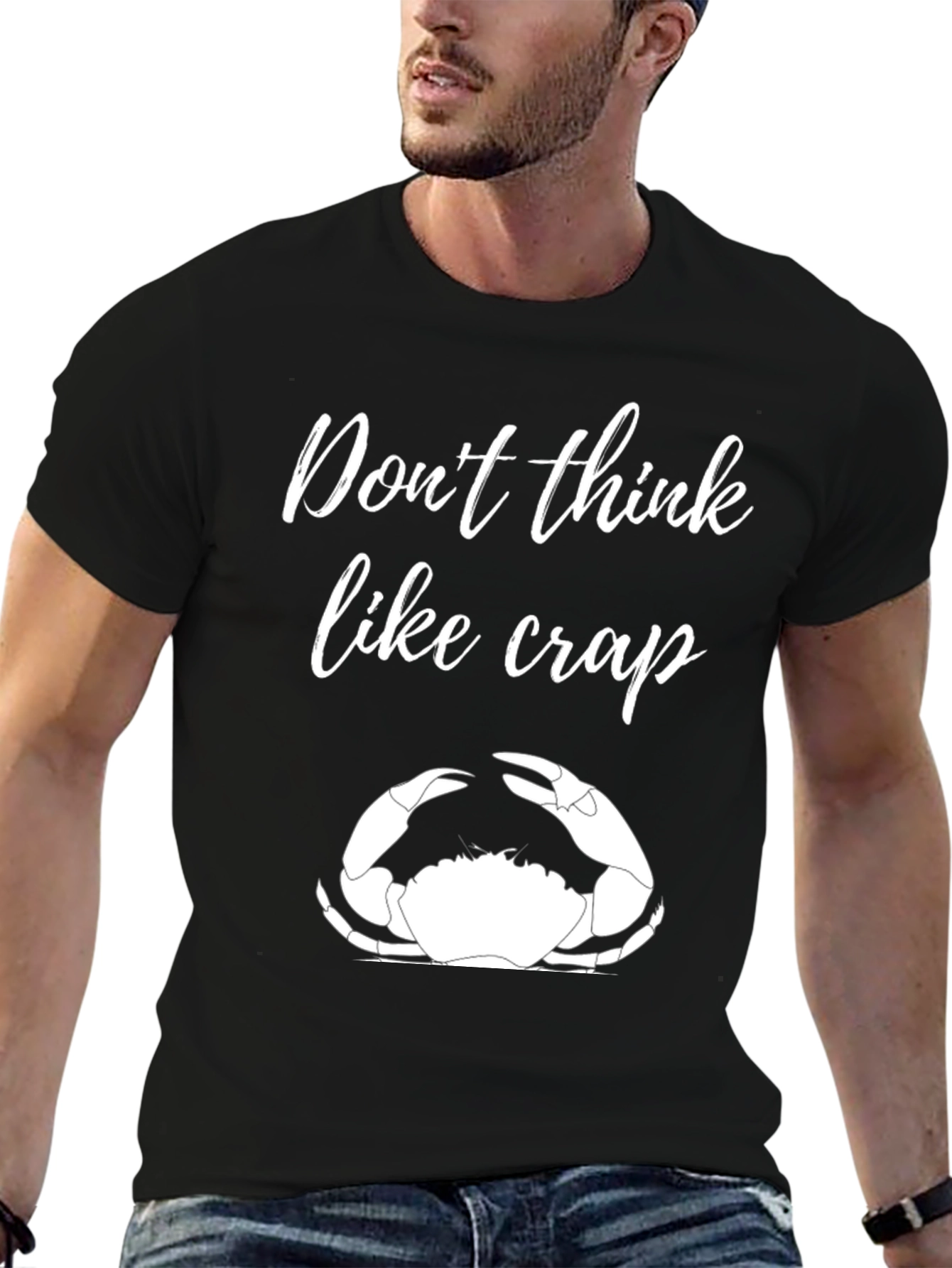 Black Don't Think Like Crap Black T-Shirt view 6