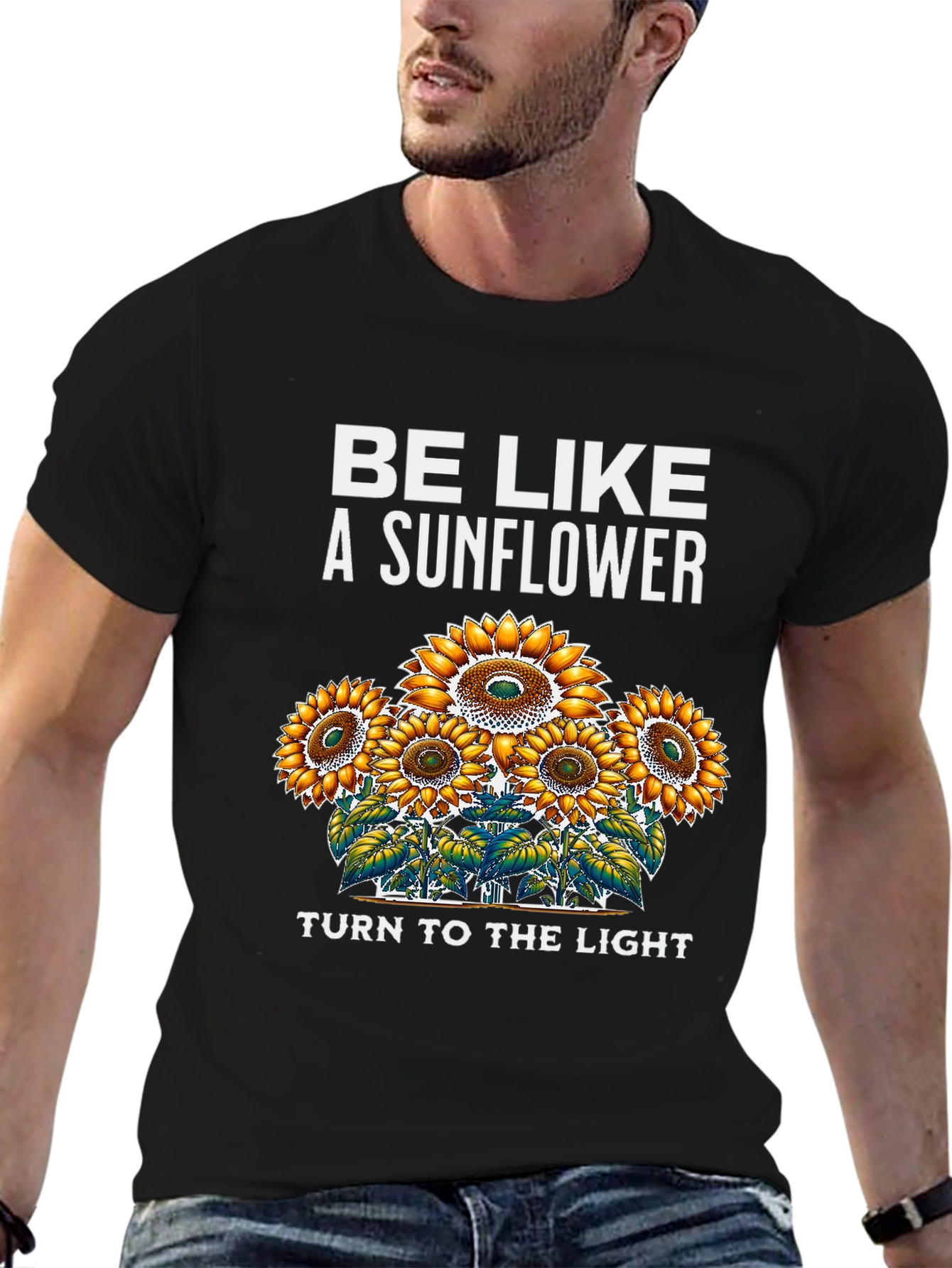 Black Sunflower Graphic T-Shirt - Be Like a Sunflower view 6