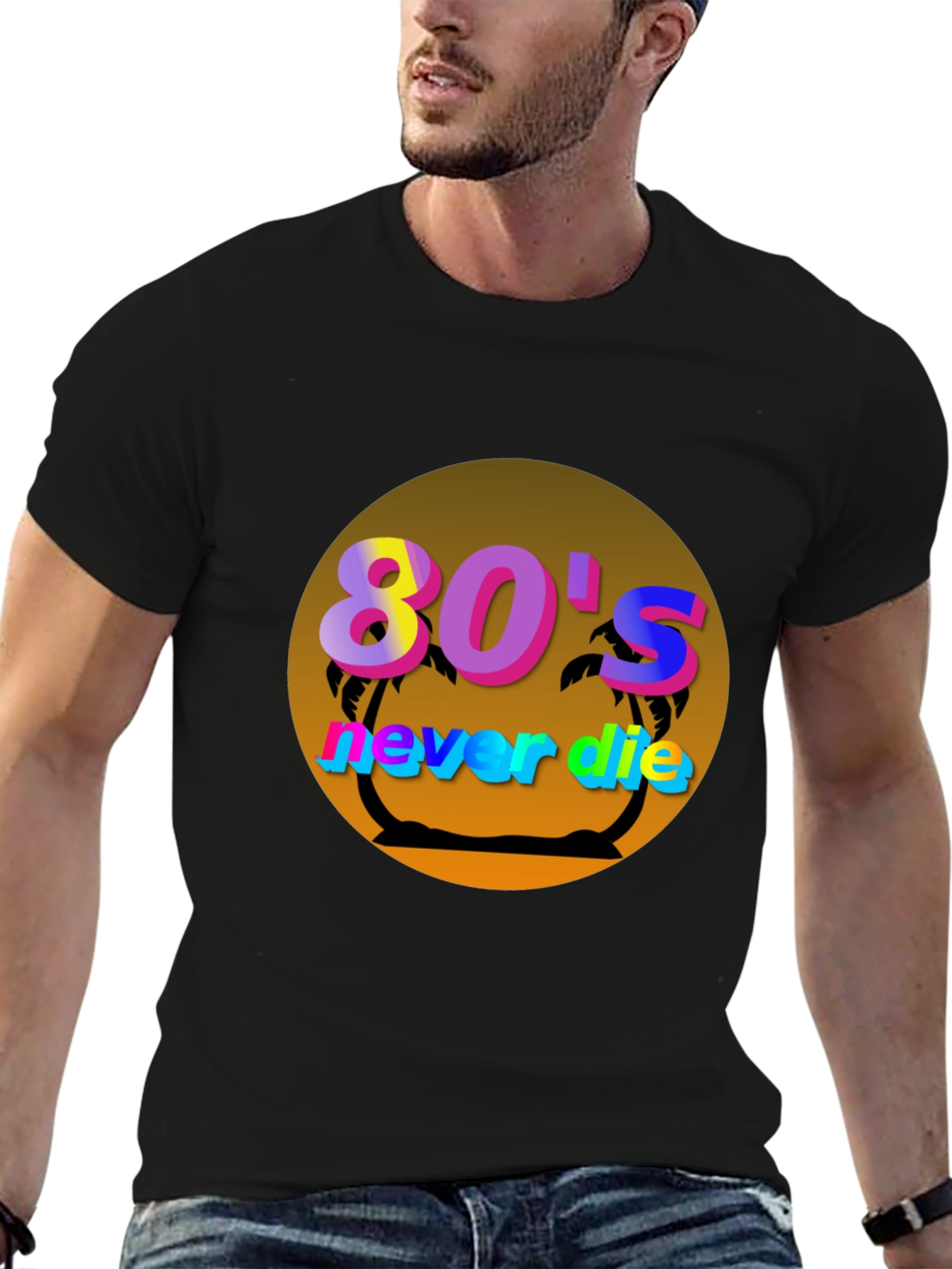 Black 80's Never Die Graphic Tee view 6
