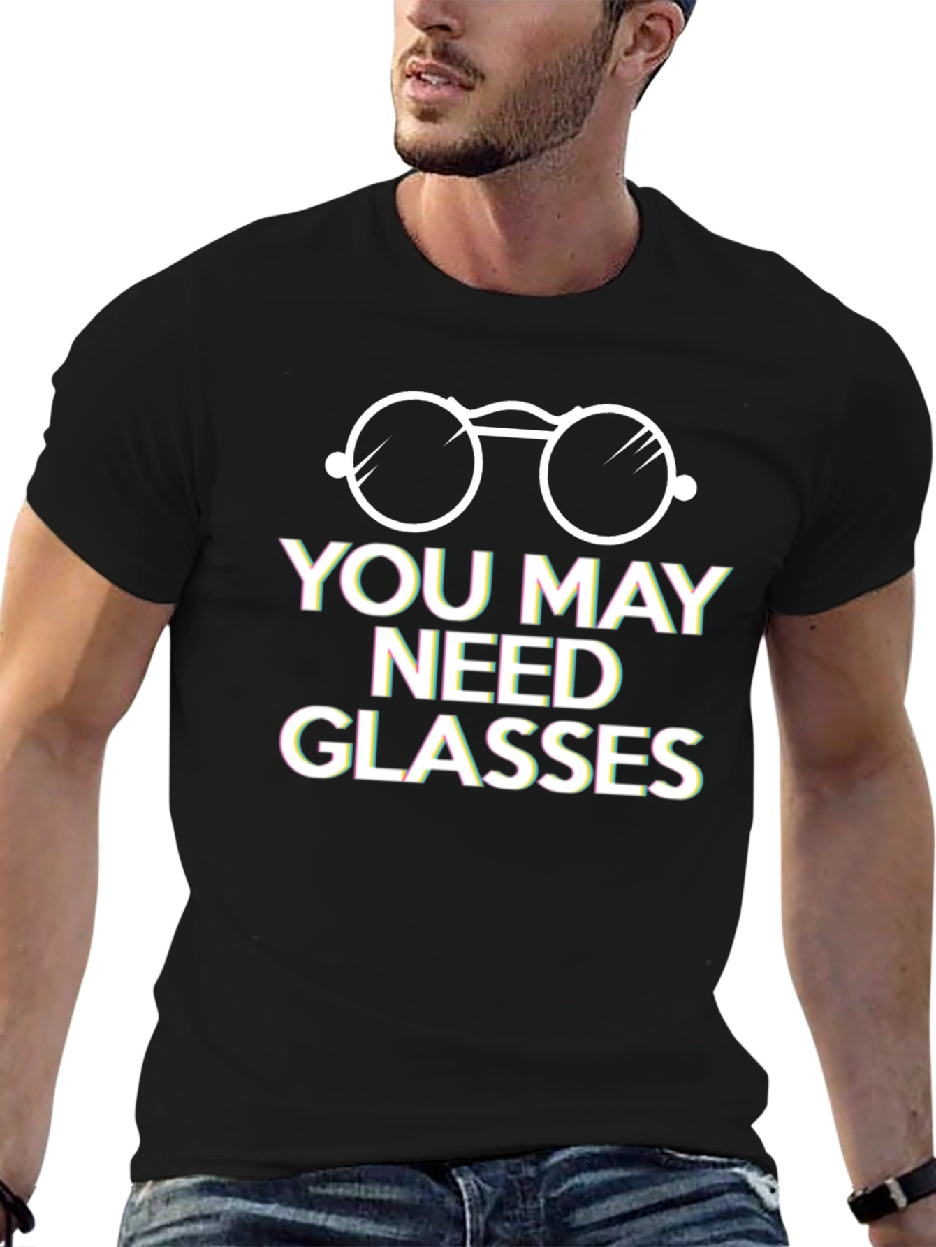 Black You May Need Glasses Graphic Tee view 6