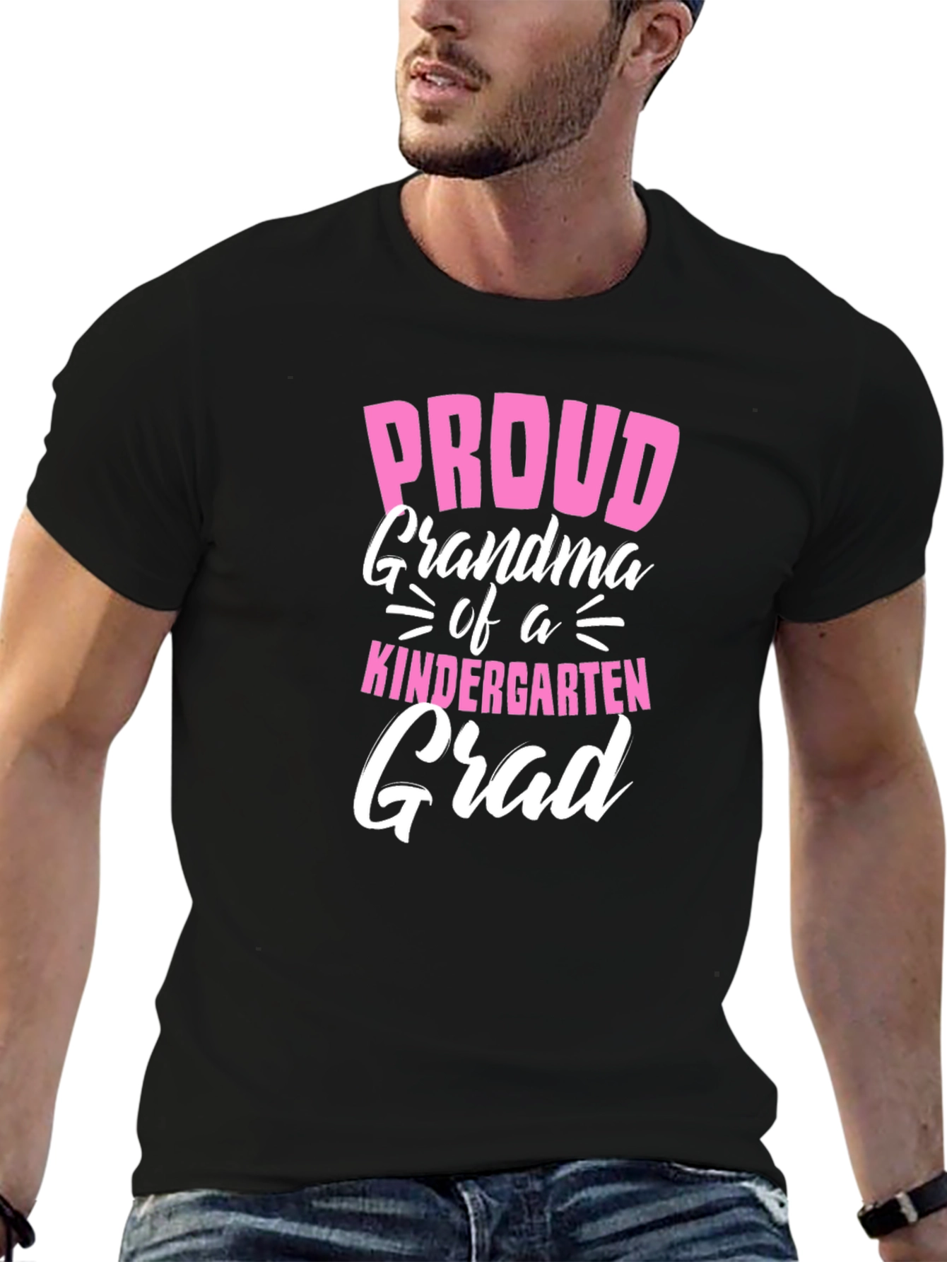 Black Proud Grandma Kindergarten Grad T-Shirt view 6