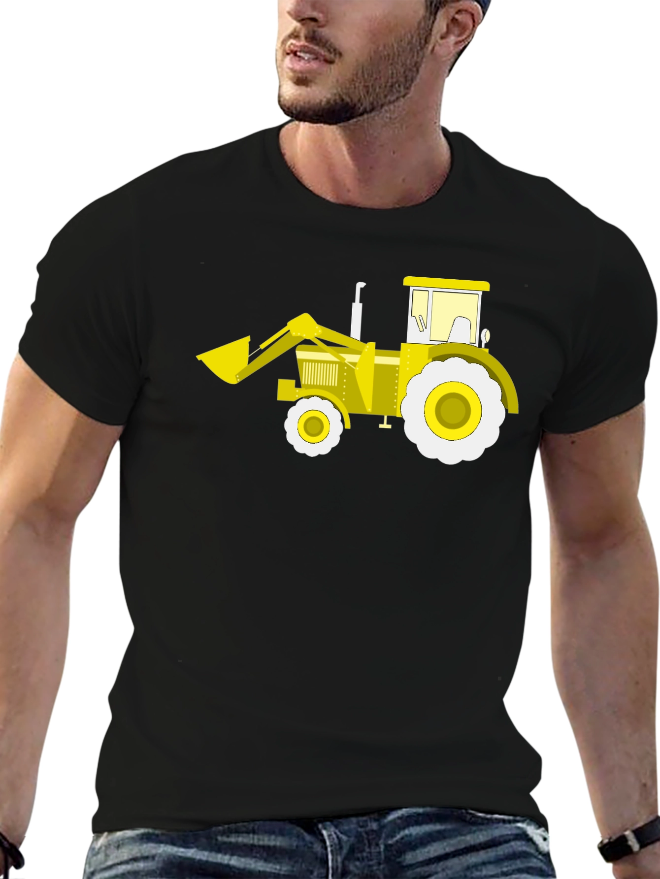 Black Tractor Graphic Tee - Black Cotton Crew Neck view 6