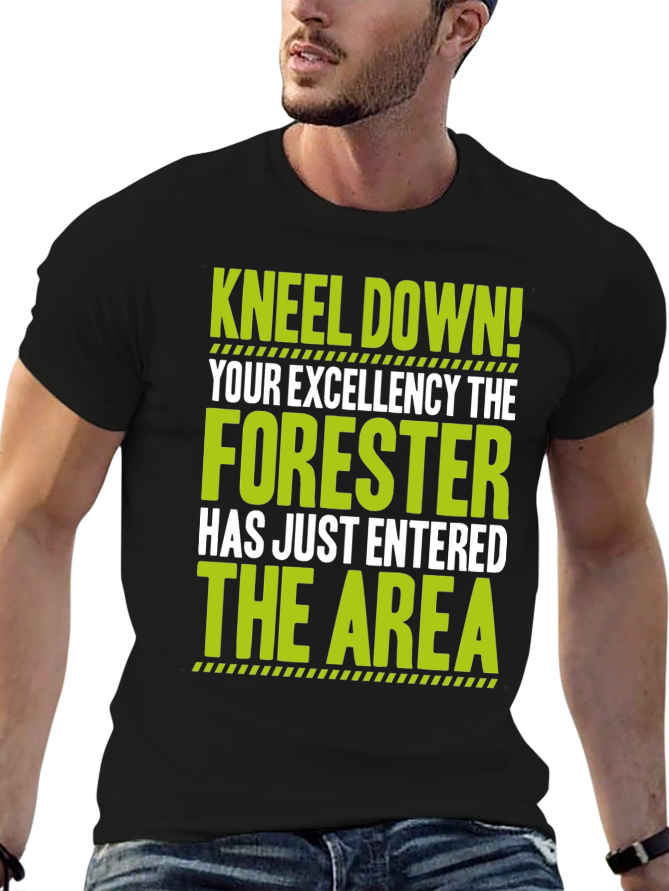 Black Forester T-Shirt - Kneel Down! Funny Forest Worker Tee view 6