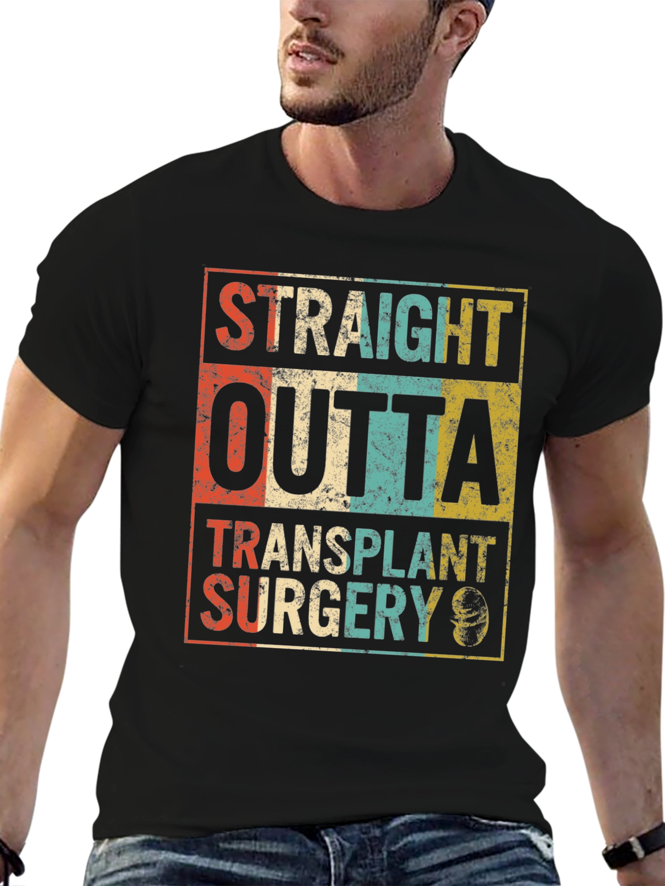 Straight Outta Transplant Surgery Black T-Shirt - 6