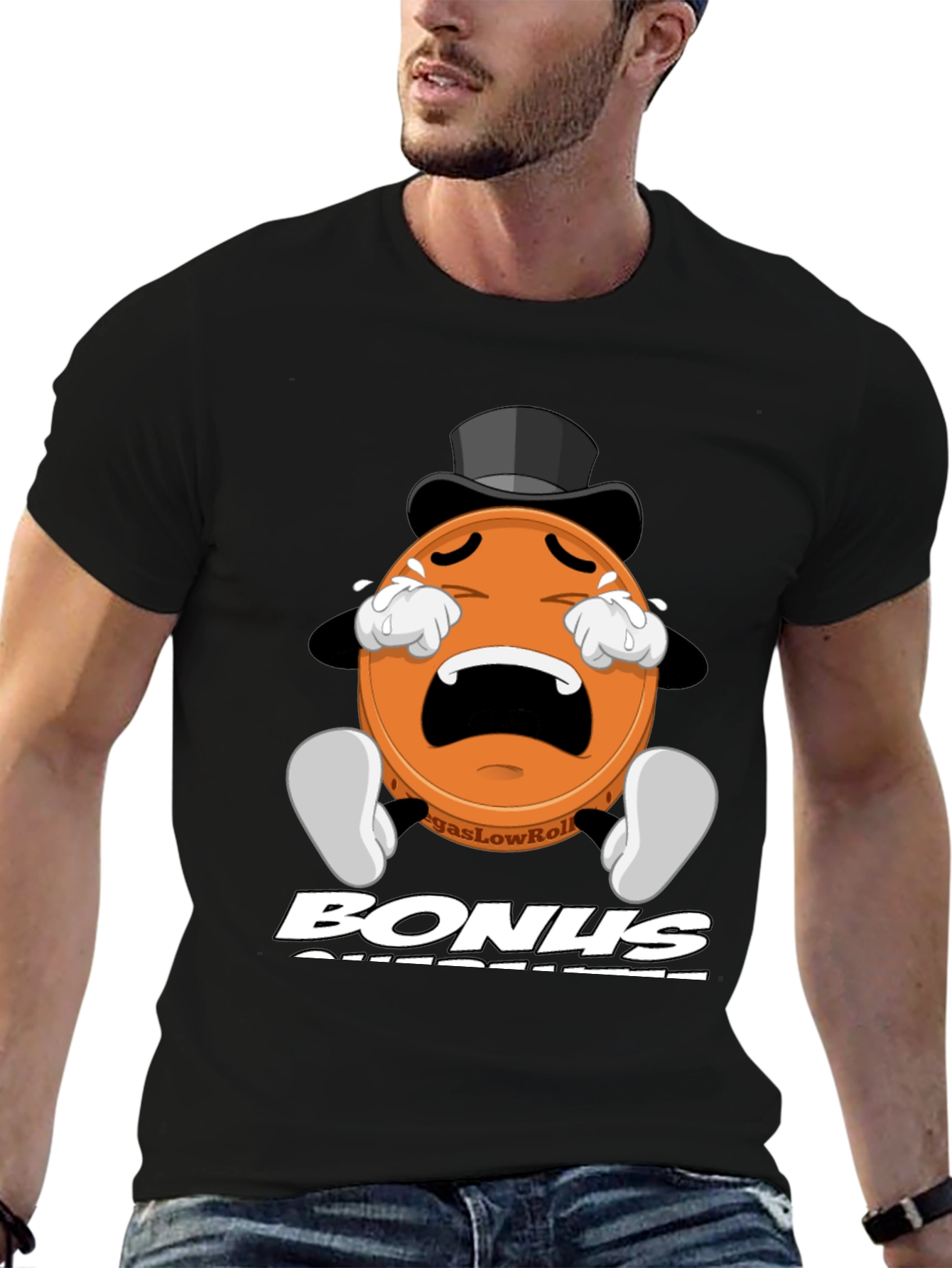 Black VegasLowRoller Bonus Guarantee T-Shirt view 6