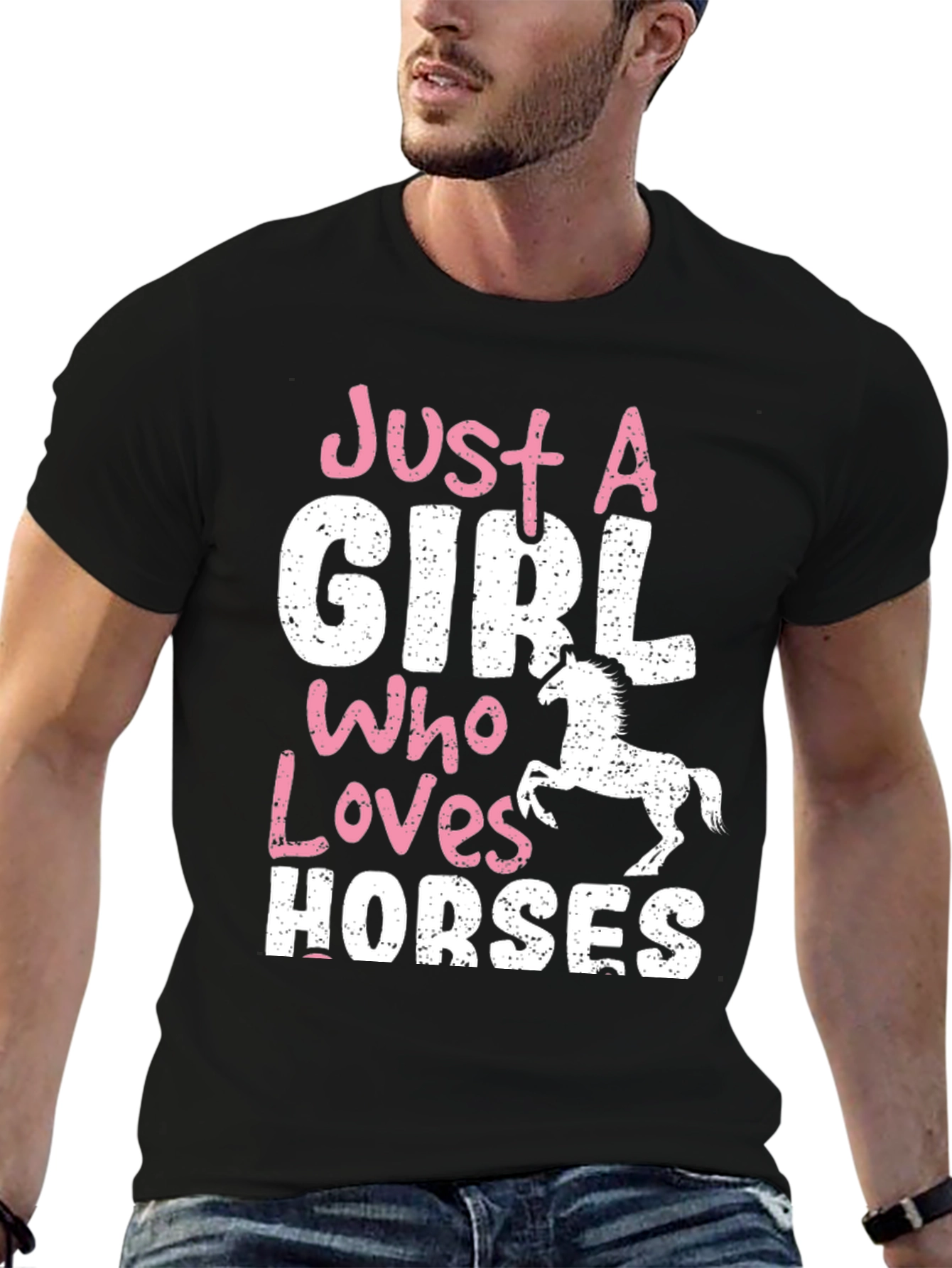 Black Just A Girl Who Loves Horses T-Shirt view 6