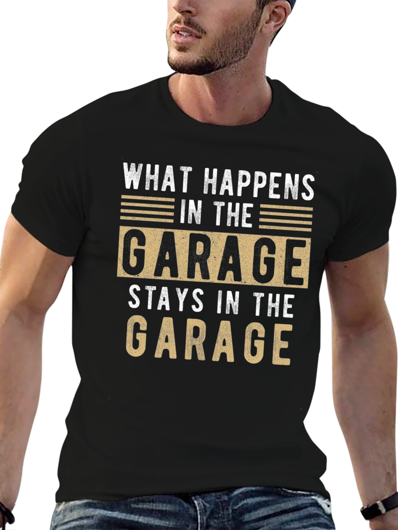 Black Garage T-Shirt - What Happens Stays in the Garage view 6