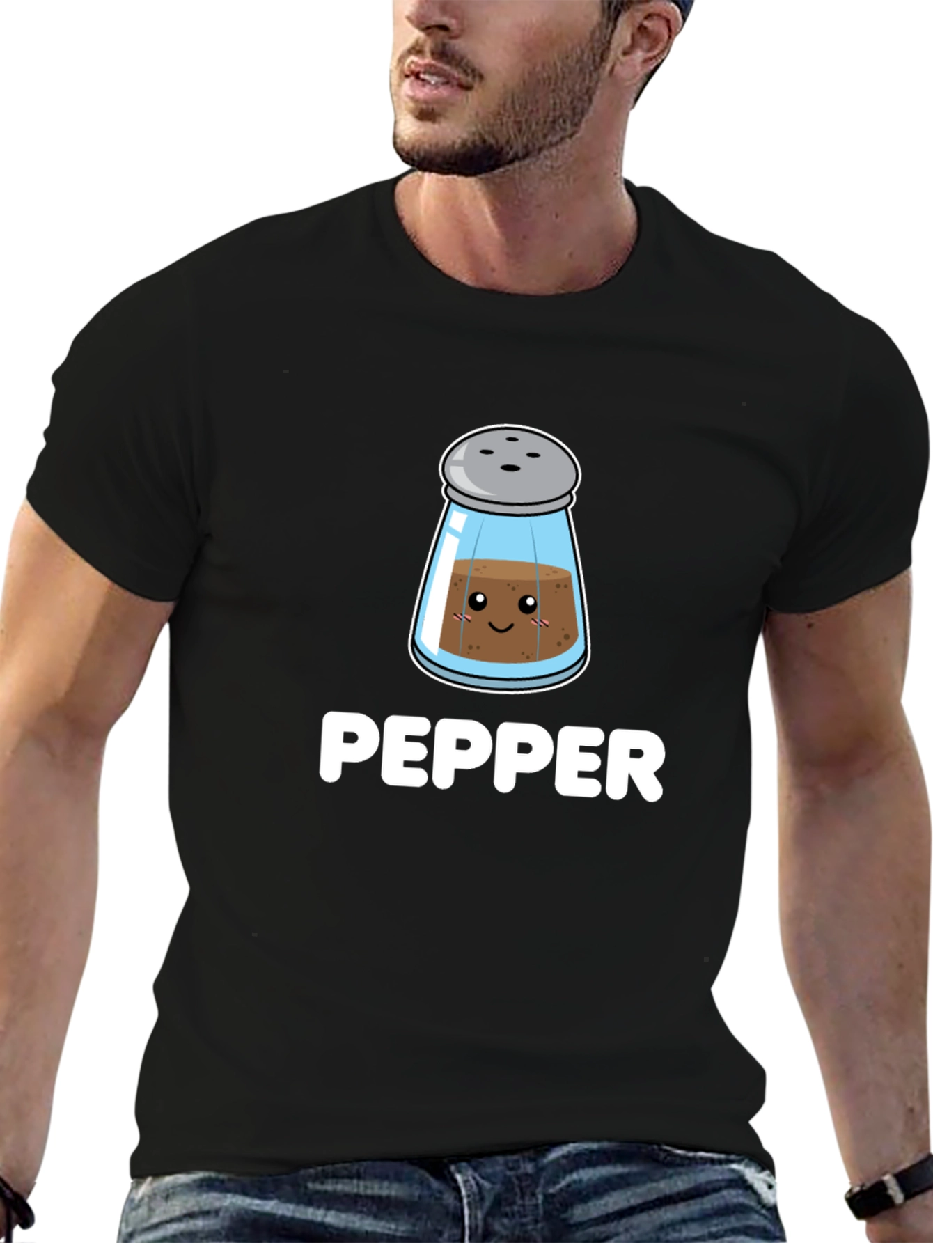 Black Cute Pepper Shaker Graphic Tee - Black view 6