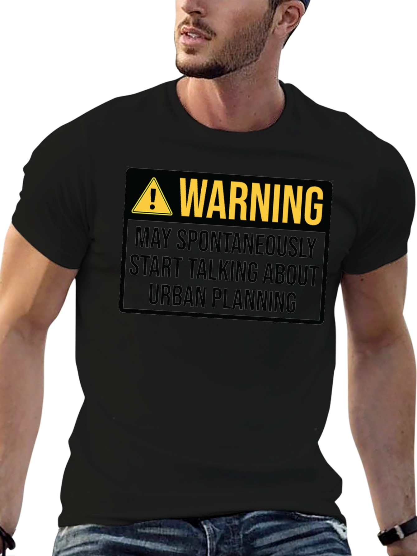 Black Warning Urban Planning T-Shirt Funny Gift view 6
