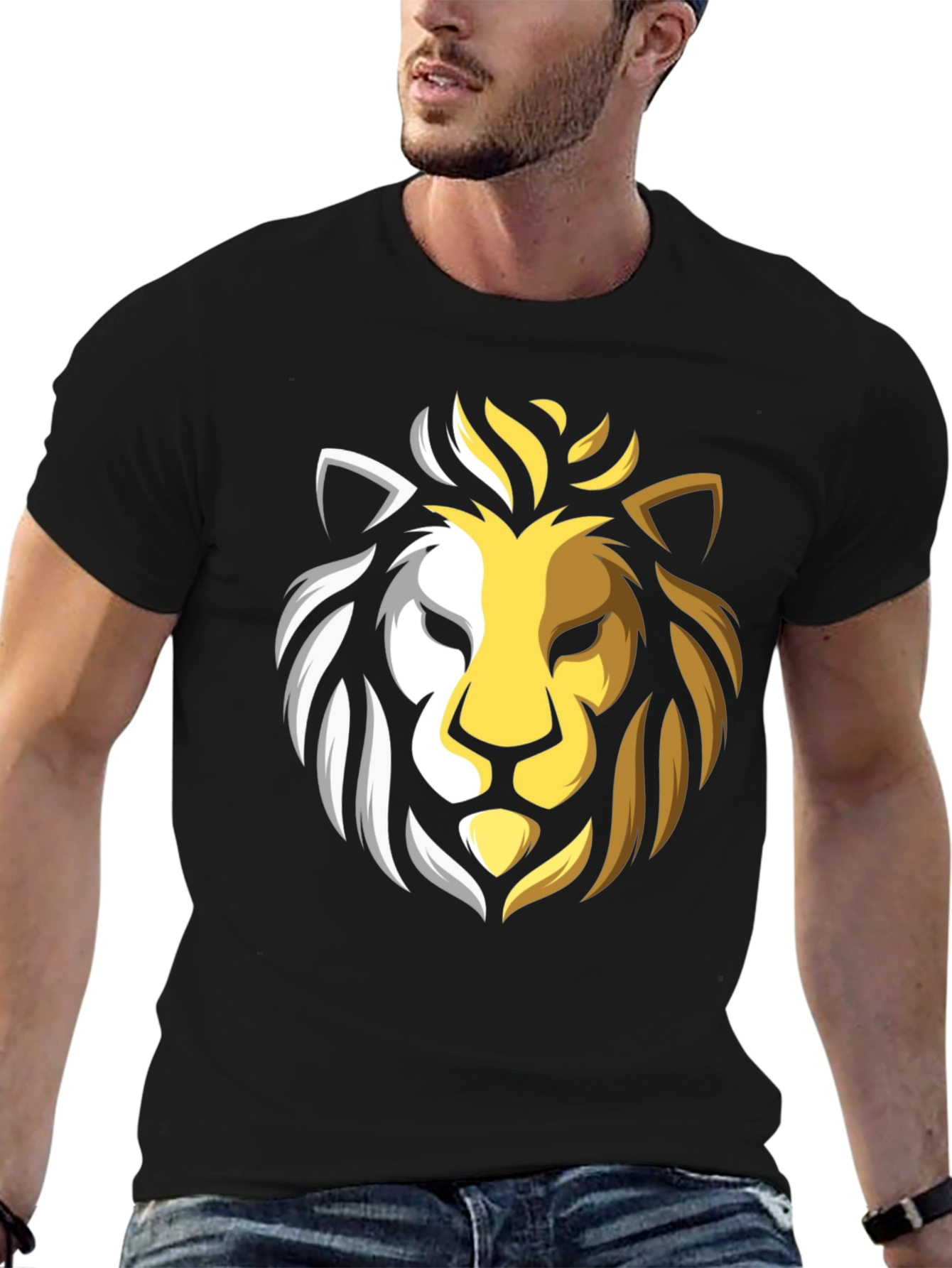 Black Lion Graphic Tee - Black Cotton Crew Neck view 6