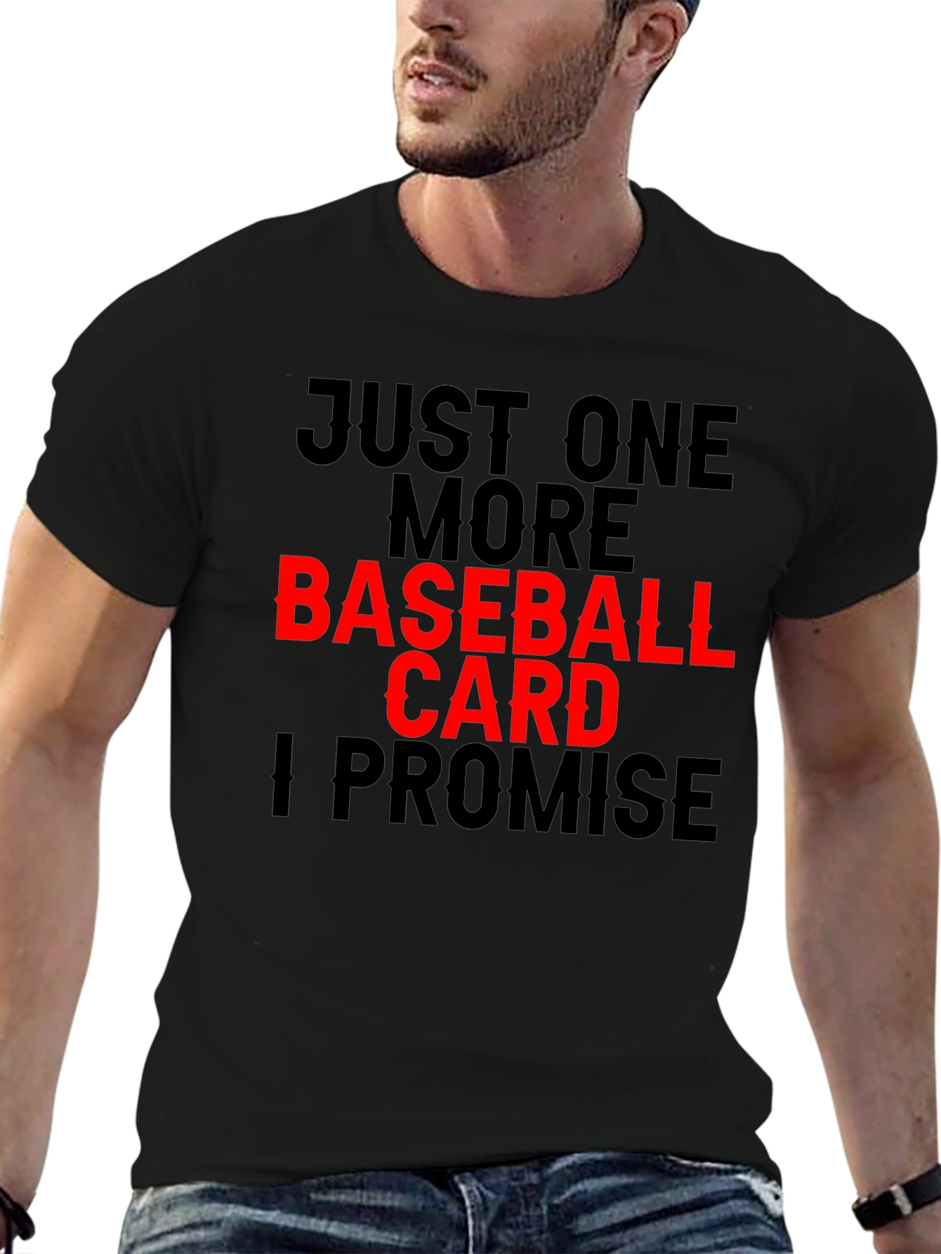 Black Baseball Card Collector T-Shirt - Just One More view 6