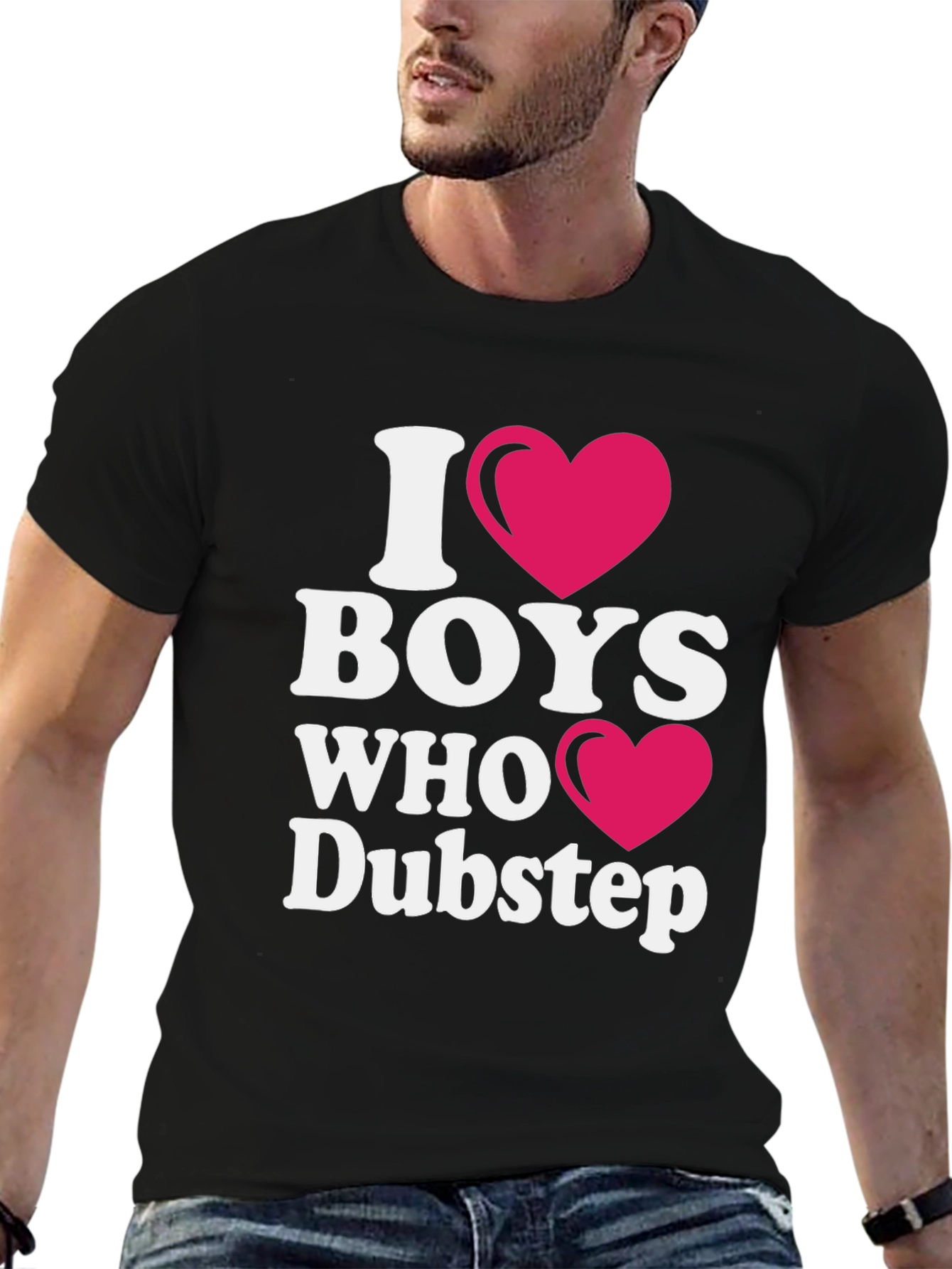 Black I Heart Boys Who Dubstep Black T-Shirt view 6