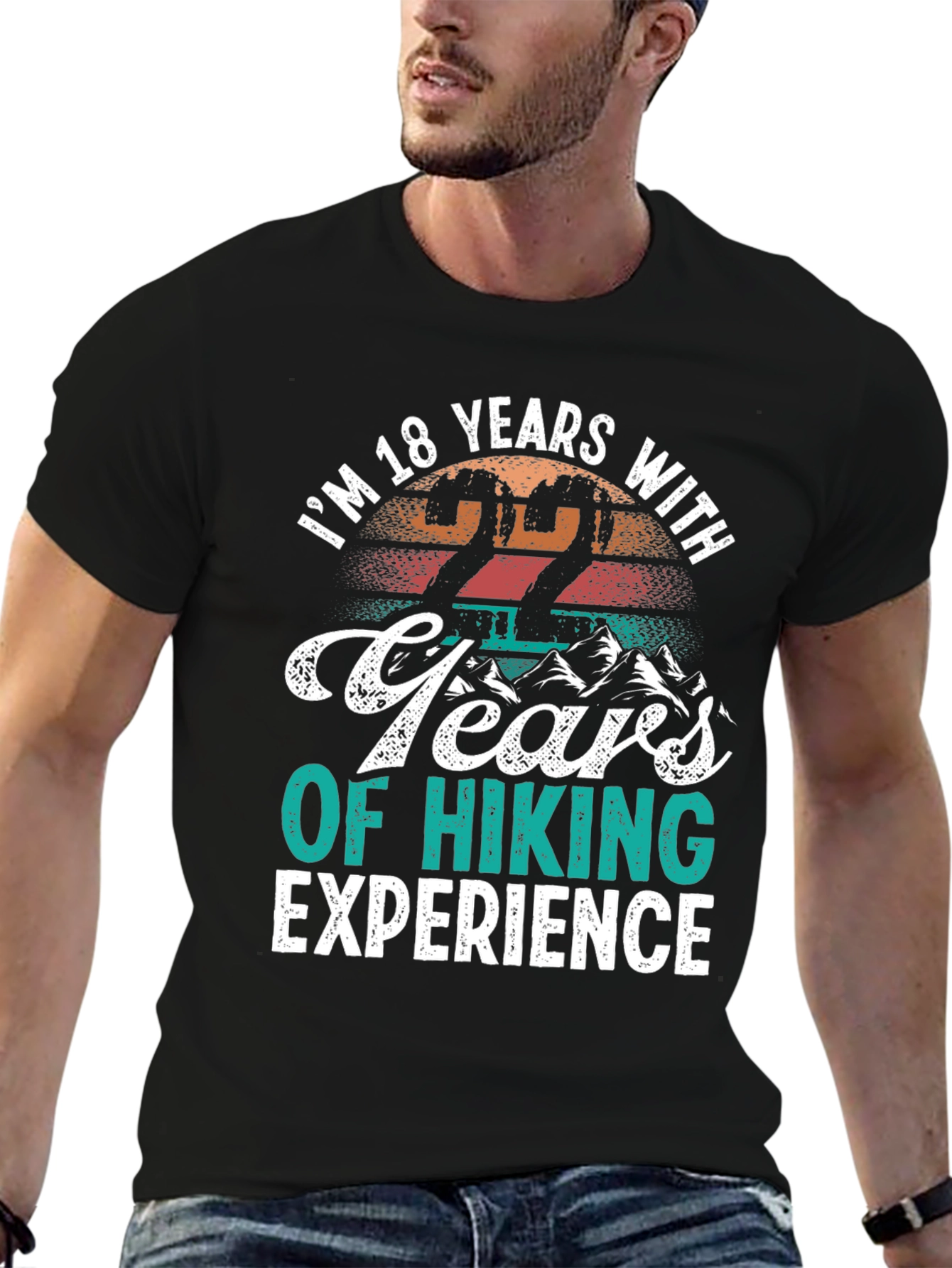 Black Funny Hiking T-Shirt - 22 Years Experience view 6