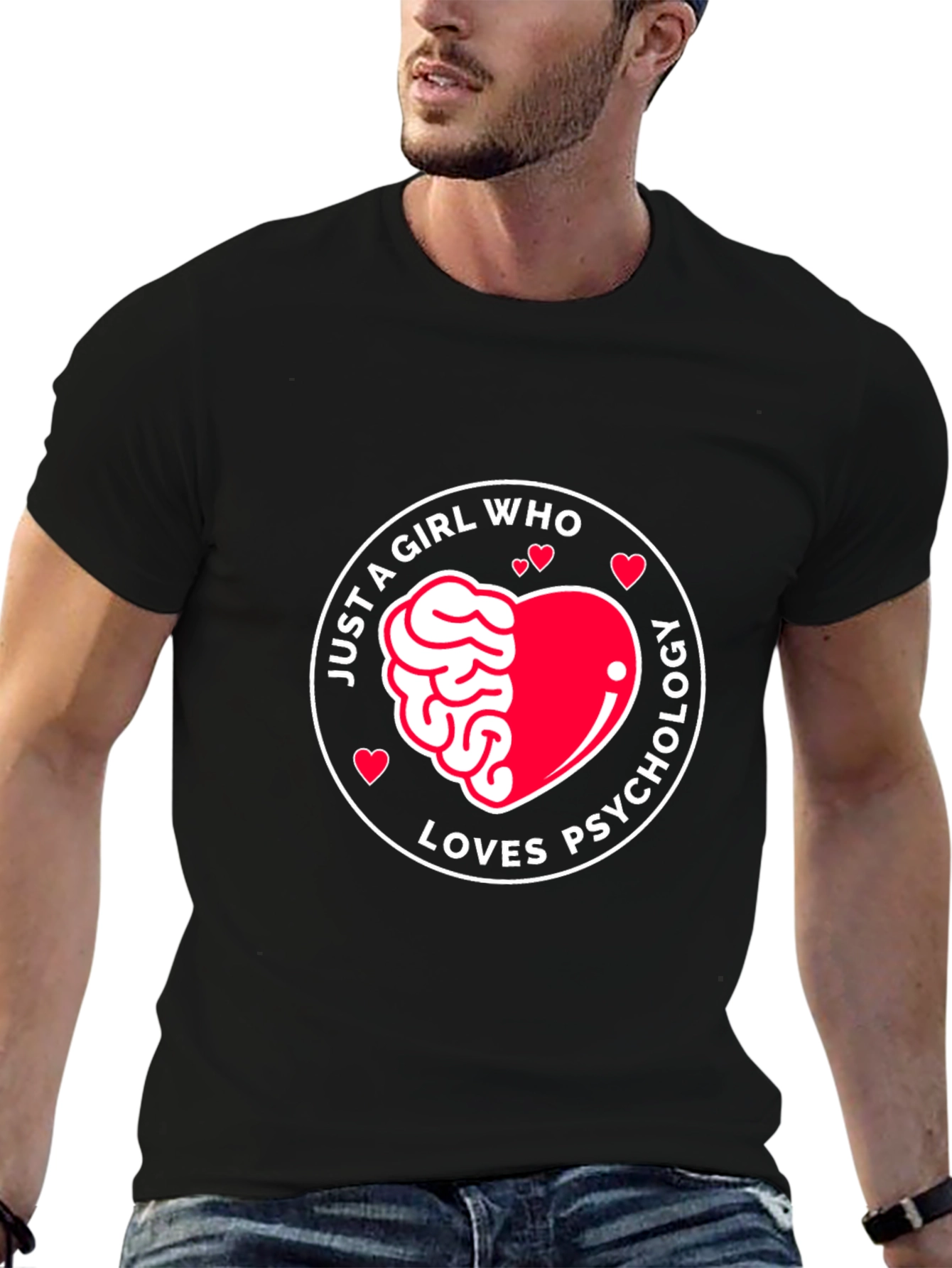 Black Just a Girl Who Loves Psychology T-Shirt view 6