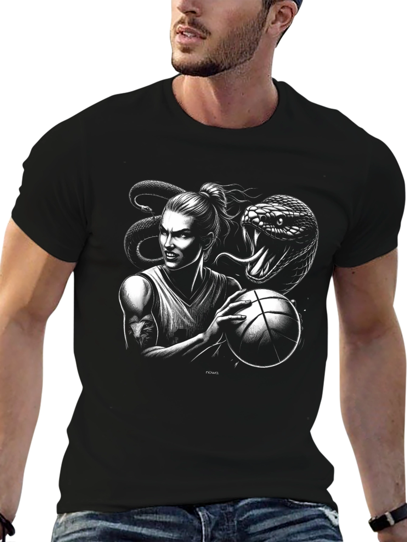Black Basketball Snake Graphic Tee - Black view 6
