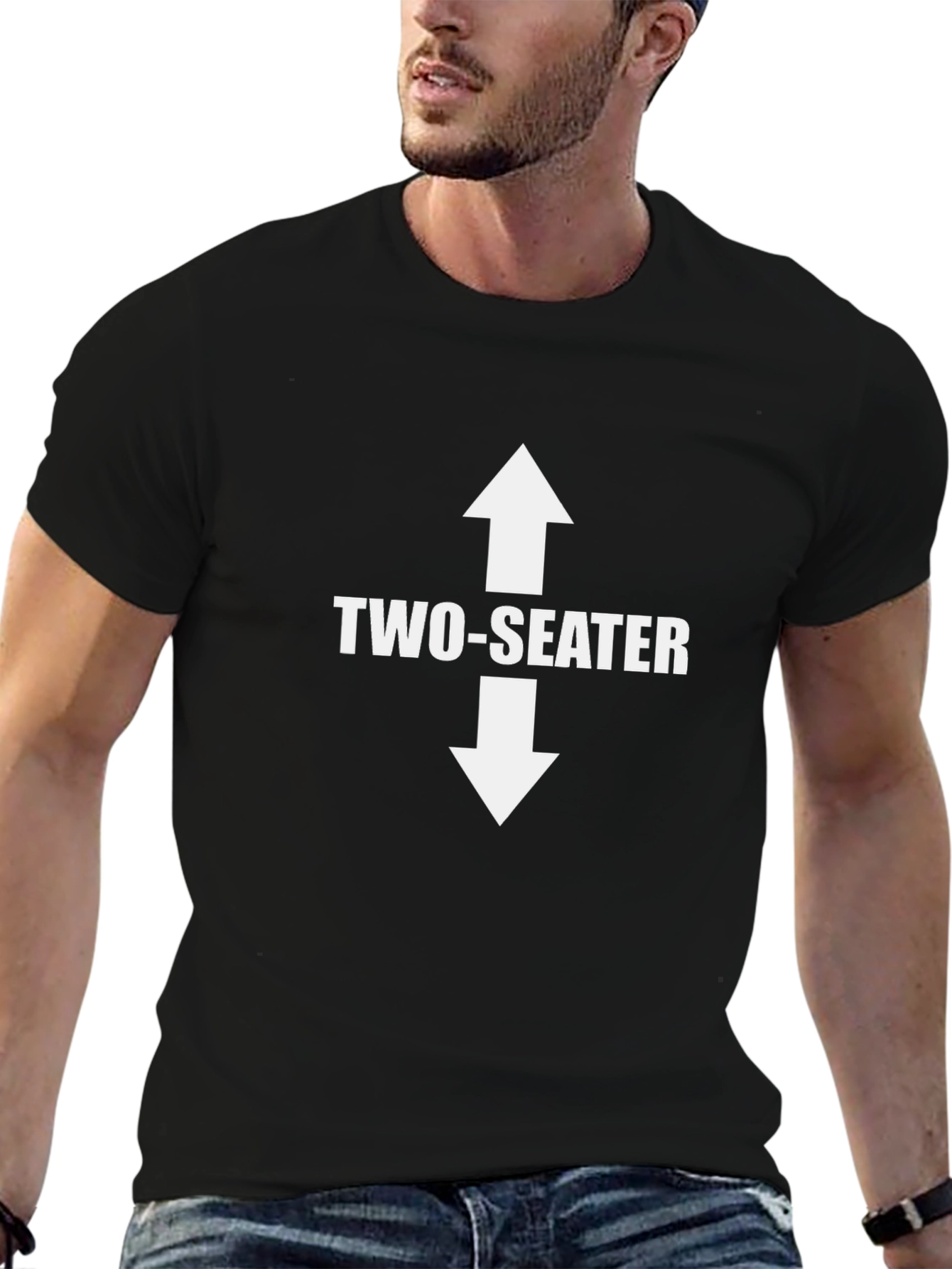 Black Two-Seater Graphic Tee - Black Cotton T-Shirt view 6