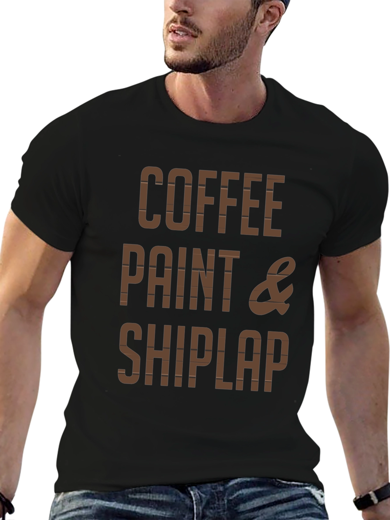 Black Coffee, Paint & Shiplap Graphic Tee view 6