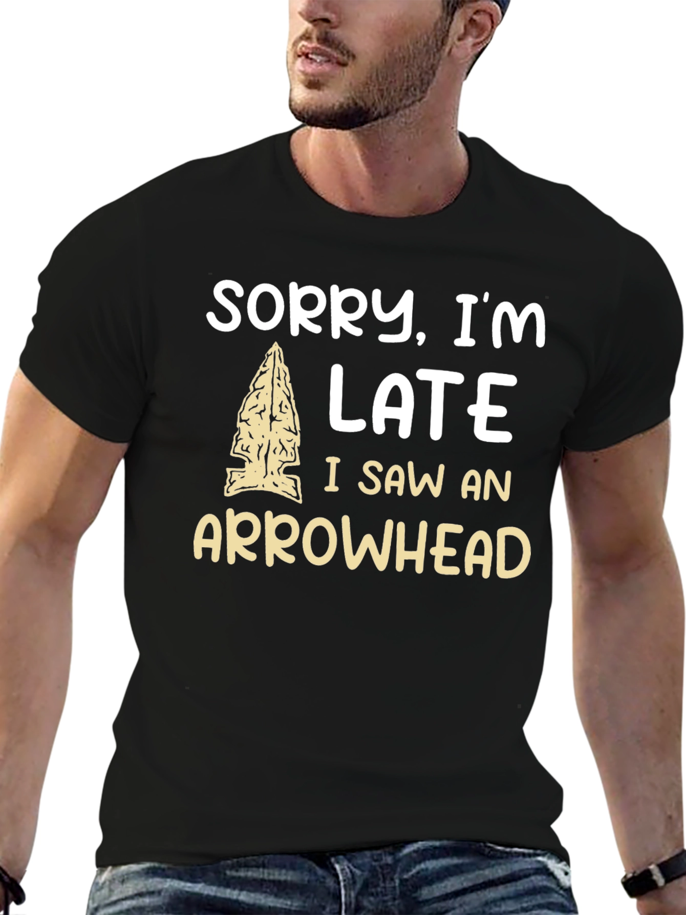 Black Sorry I'm Late Arrowhead T-Shirt view 6