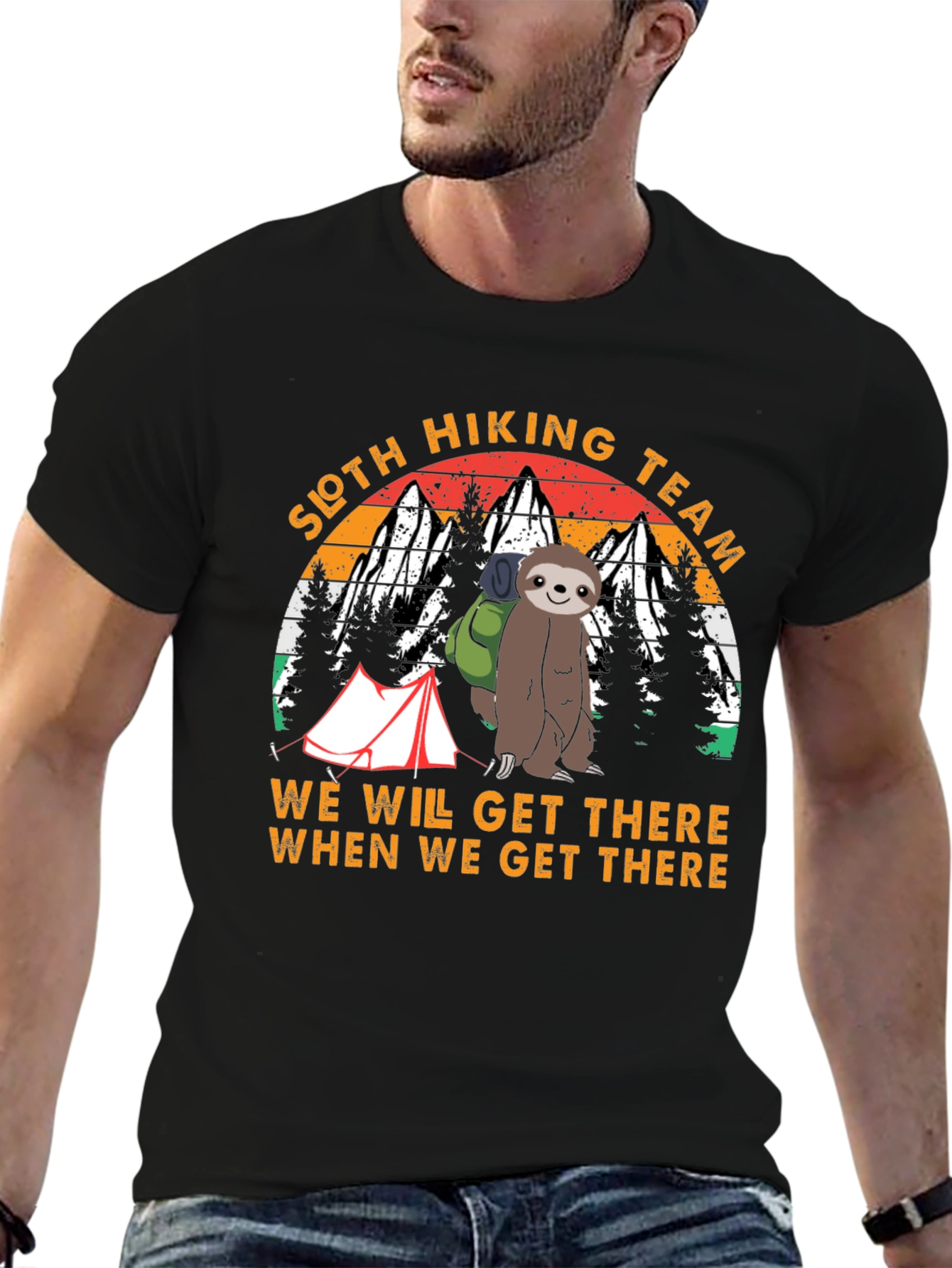 Black Sloth Hiking Team T-Shirt - We Will Get There view 6