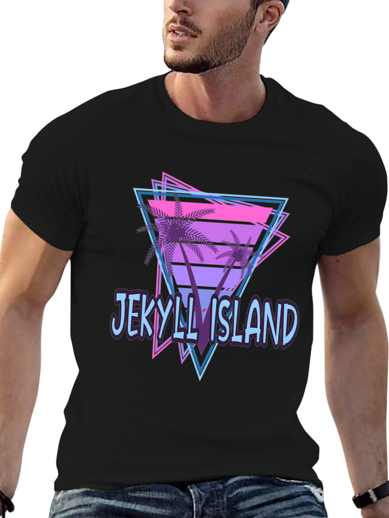 Black Jekyll Island Retro Graphic T-Shirt view 6