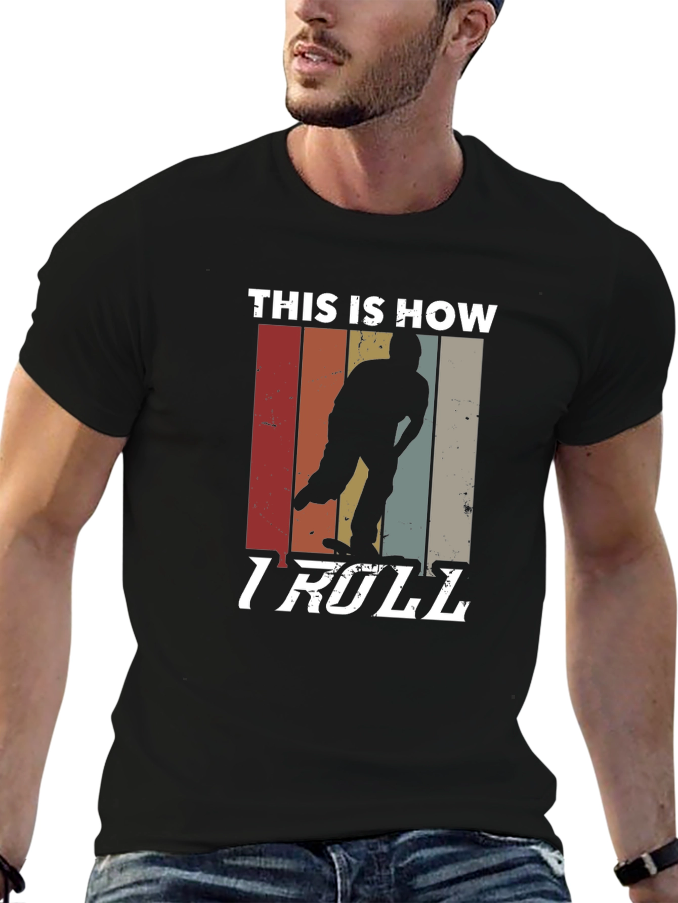 Black This Is How I Roll T-Shirt - Retro Skater Tee view 6