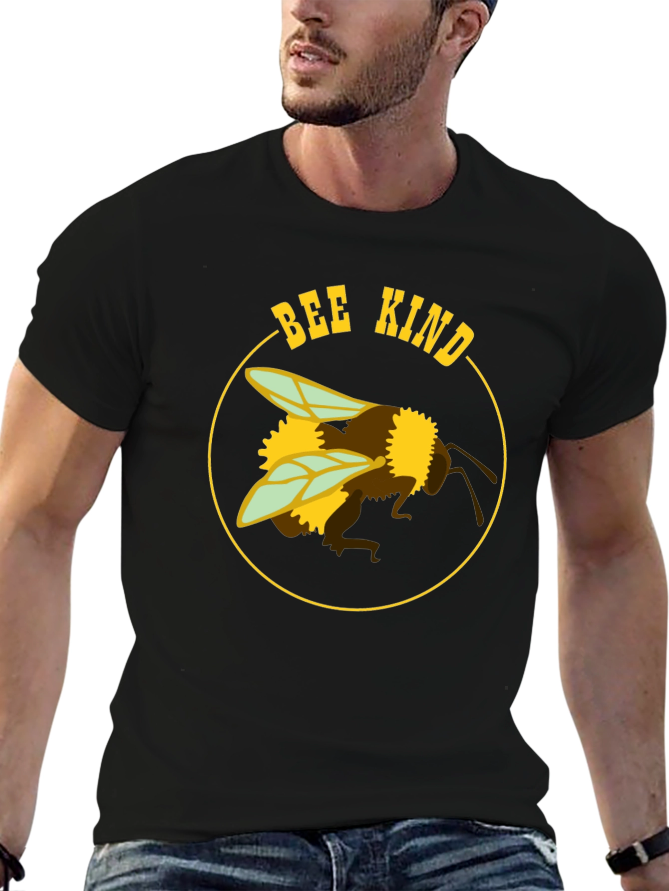 Black Bee Kind Graphic T-Shirt - Black Cotton Blend view 6