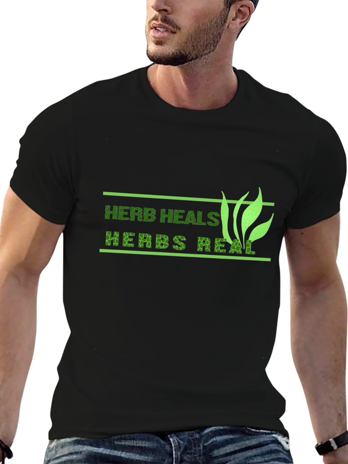 Black Herb Heals Black Graphic Tee view 6