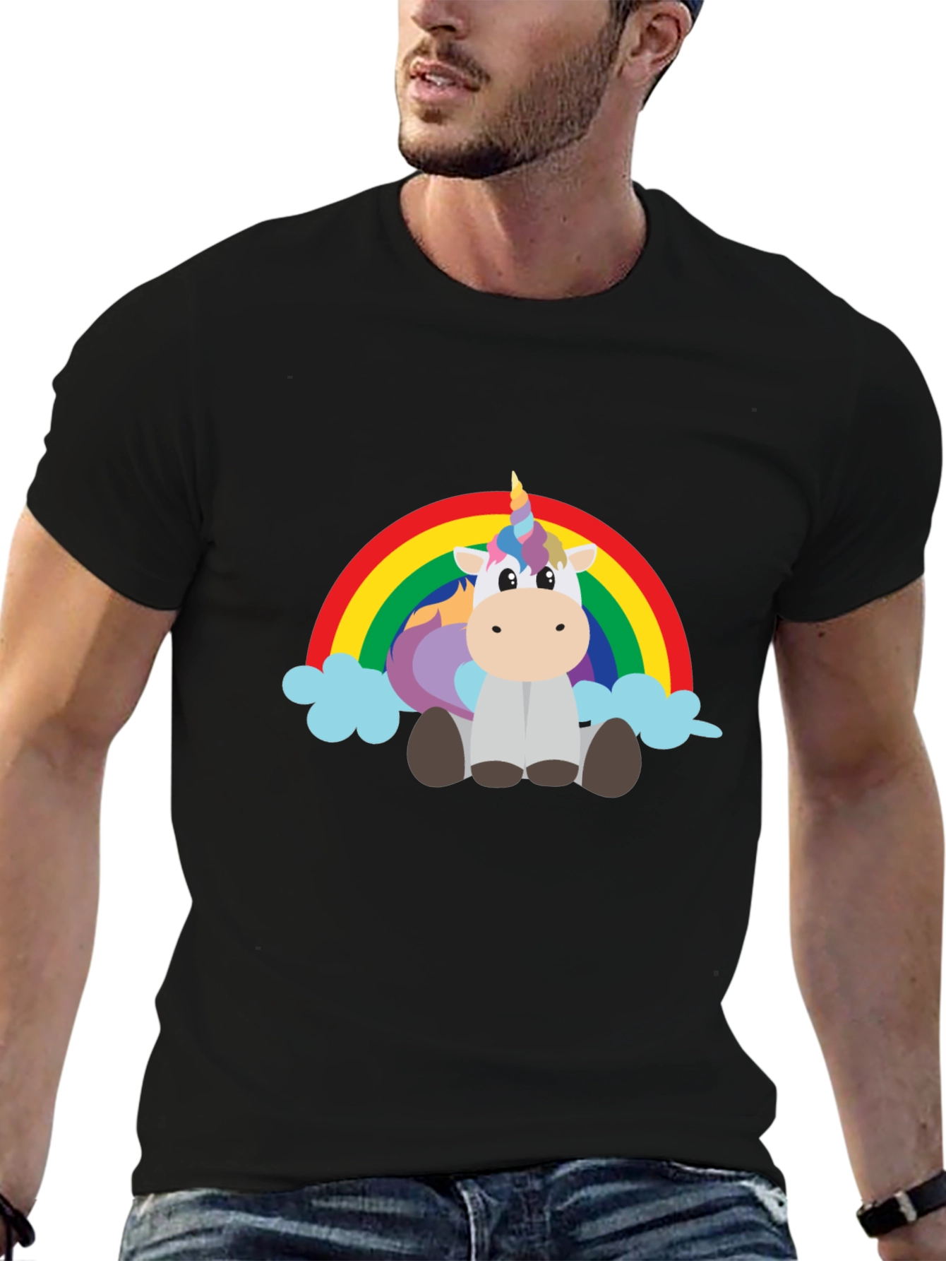 Black Unicorn Rainbow Graphic Tee view 6