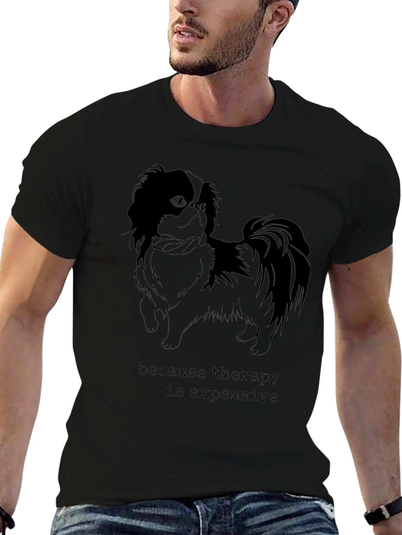 Black Therapy is Expensive Dog Graphic T-Shirt view 6