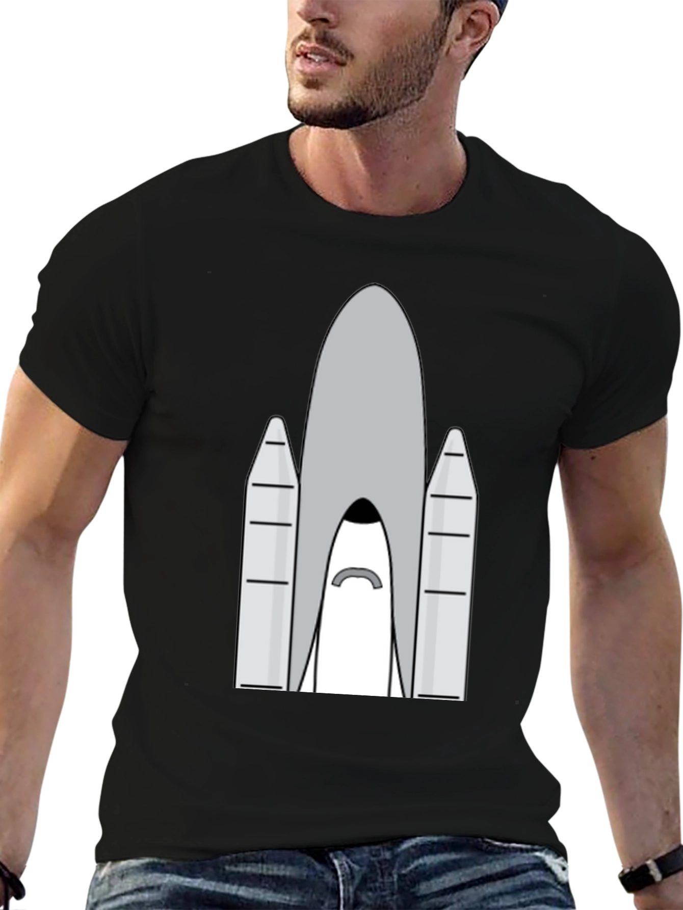 Black Rocket T-Shirt - Space Shuttle Graphic Tee view 6