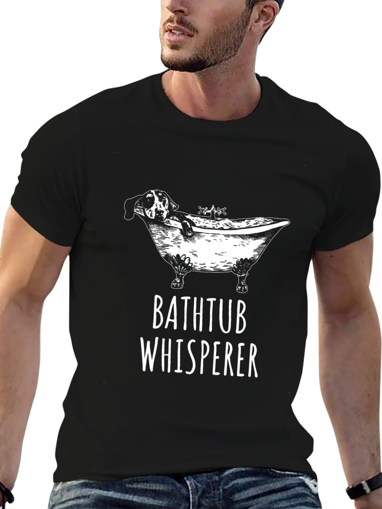 Black Bathtub Whisperer Graphic Tee - Funny Dog Lover Shirt view 6