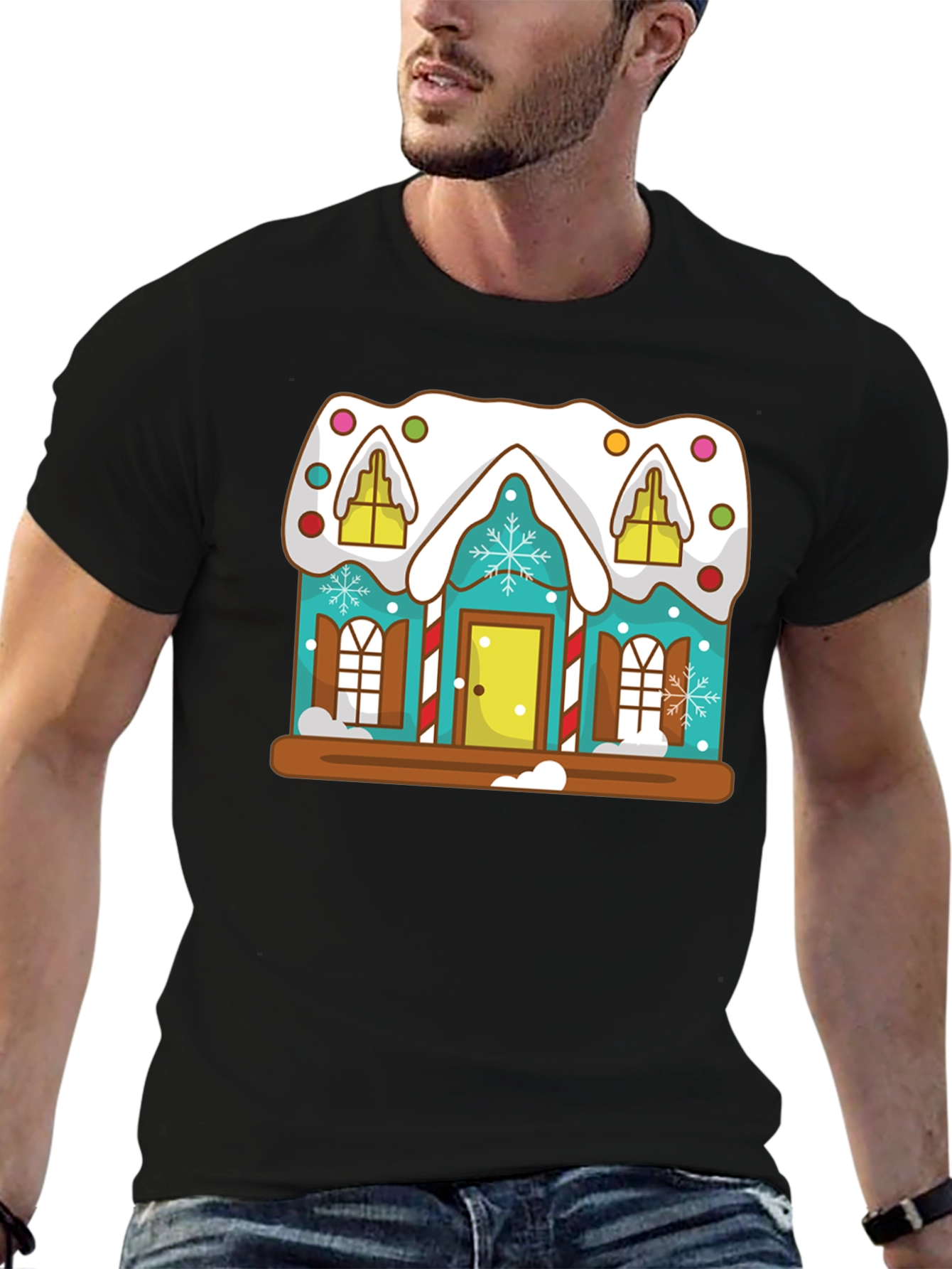 Black Gingerbread House Graphic Tee view 6