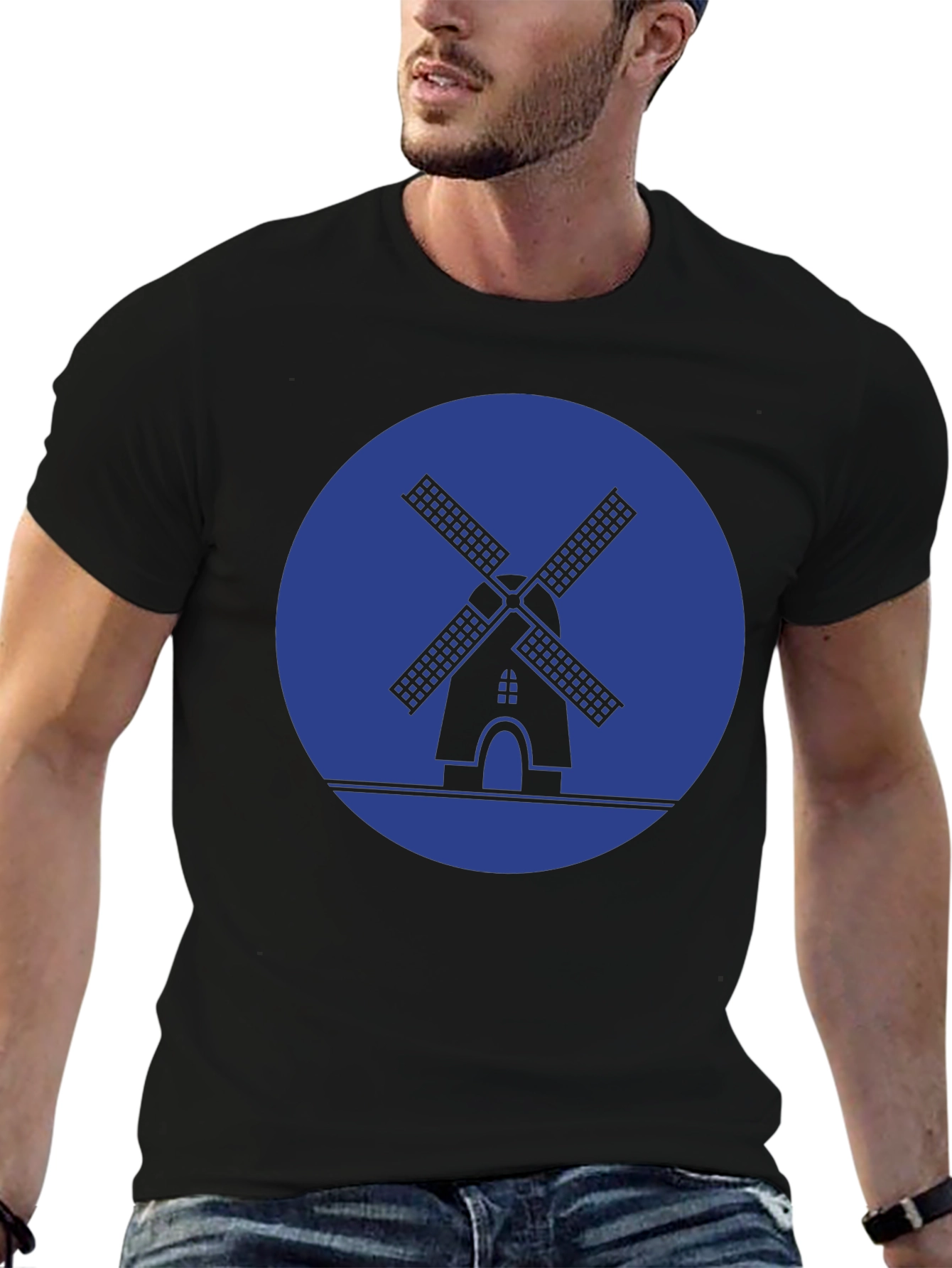 Black Windmill Graphic Tee - Stylish Casual Wear view 6