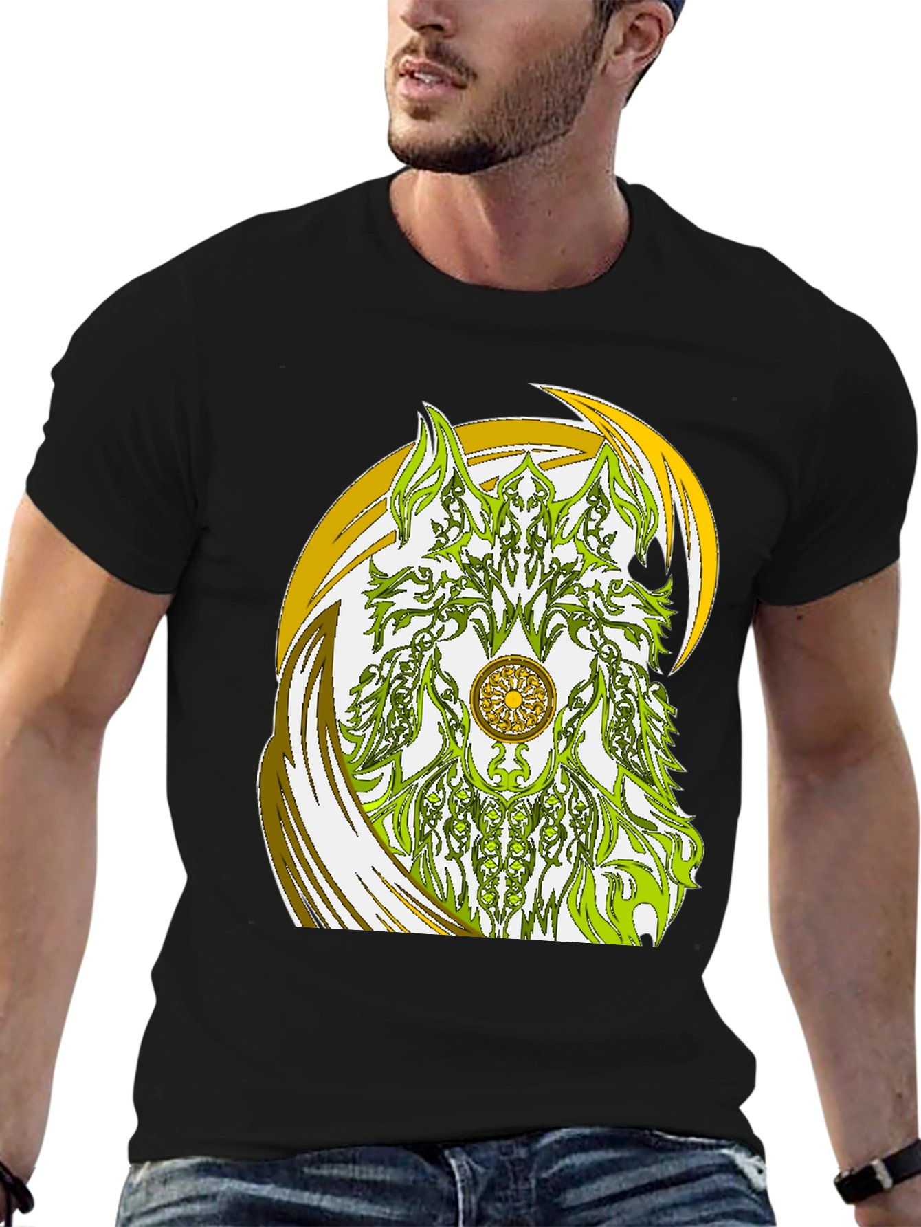 Black Abstract Graphic Print T-Shirt view 6