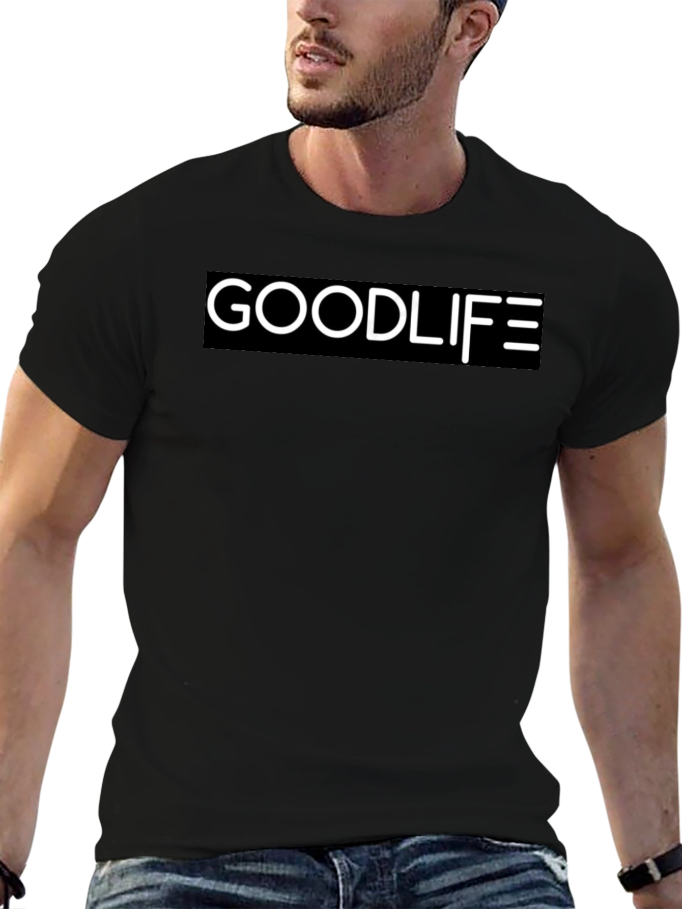 Black Goodlife Graphic Black T-Shirt - Stylish Everyday Wear view 6
