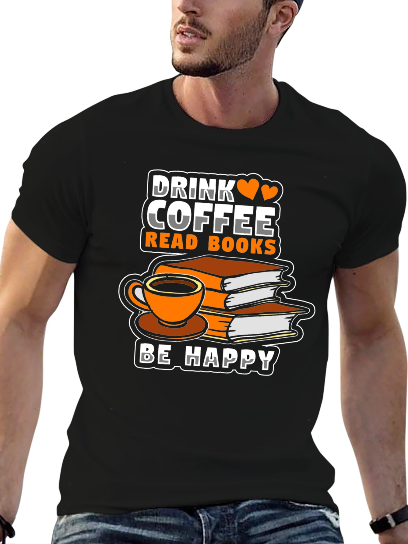 Black Drink Coffee Read Books Be Happy T-Shirt view 6
