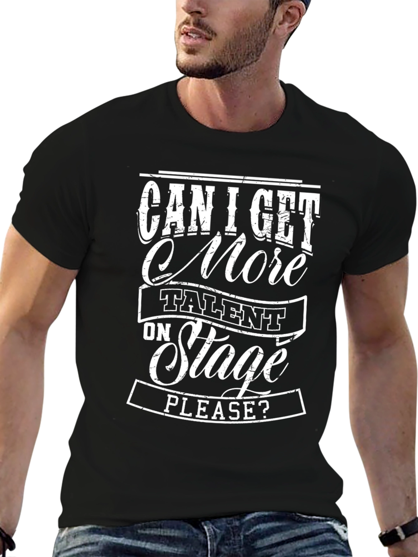 Black Talent on Stage Graphic T-Shirt - Unisex Black Tee view 6