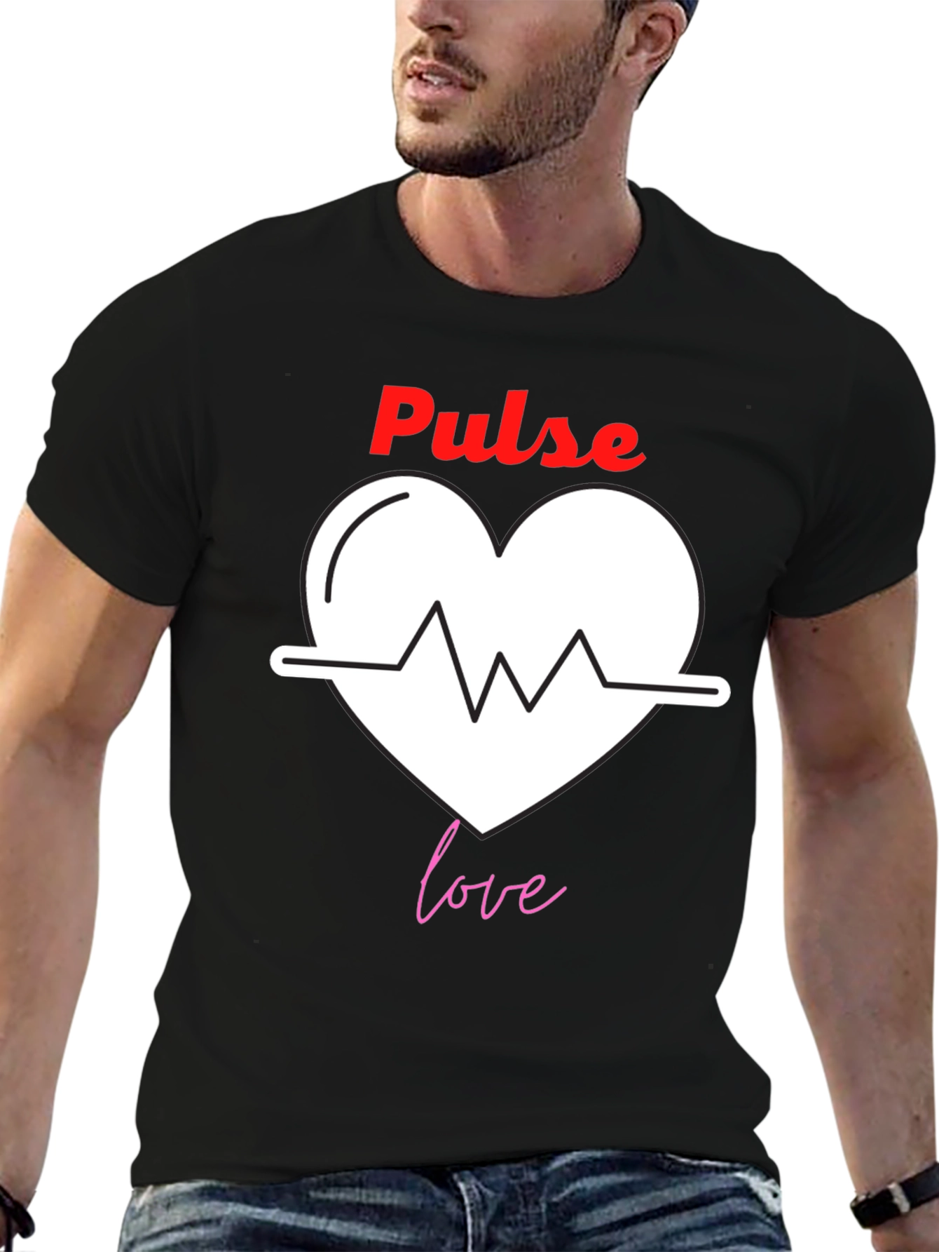 Black Pulse Love Graphic Tee | Trendy Heartbeat T-Shirt view 6